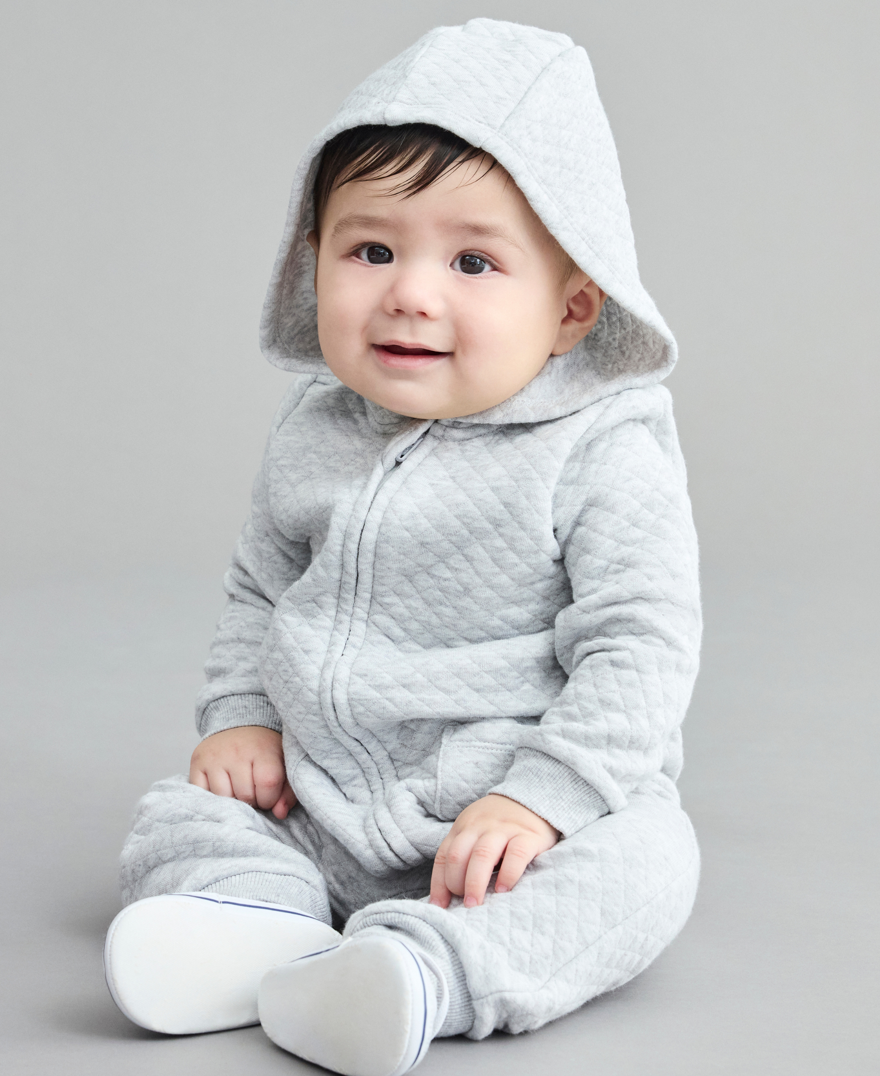 Gray Quilted Hooded Coverall - Little Me