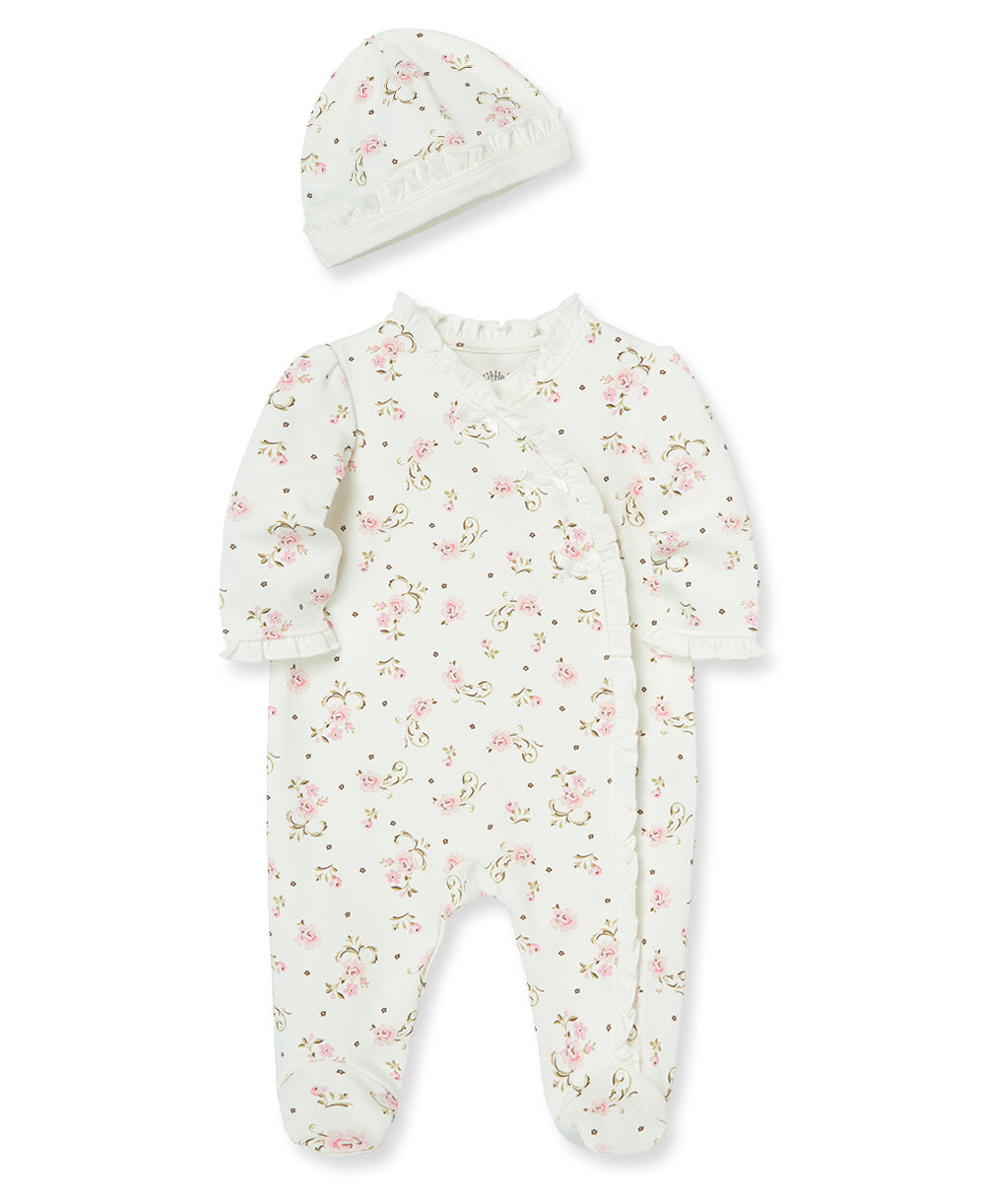 Vintage Rose Footed One-Piece And Hat - Little Me