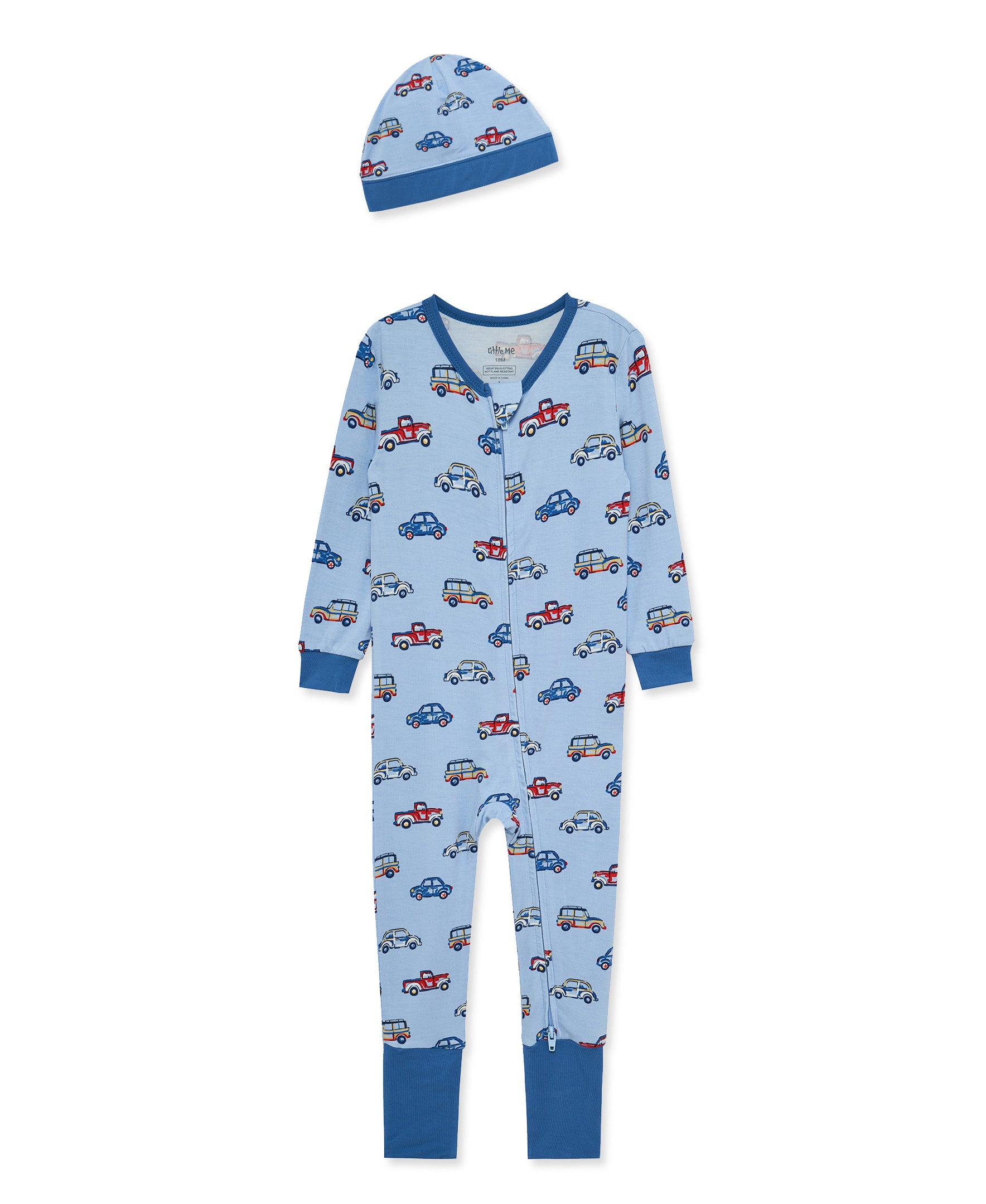 Colorful Cars Convertible Coverall & Hat (12M-24M) - Little Me