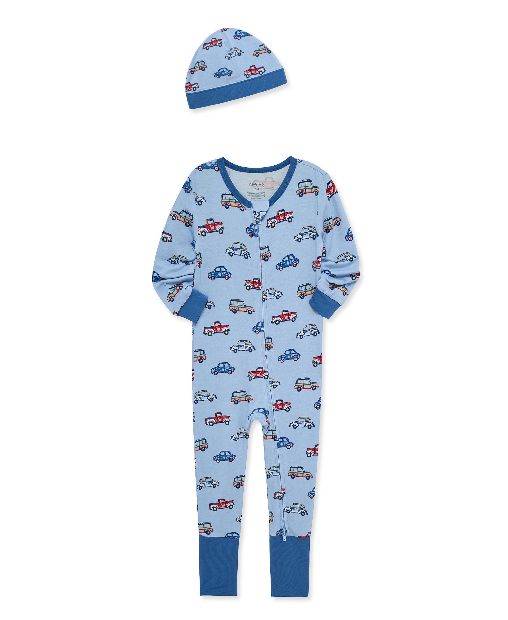 Colorful Cars Convertible Coverall & Hat (12M-24M) - Little Me