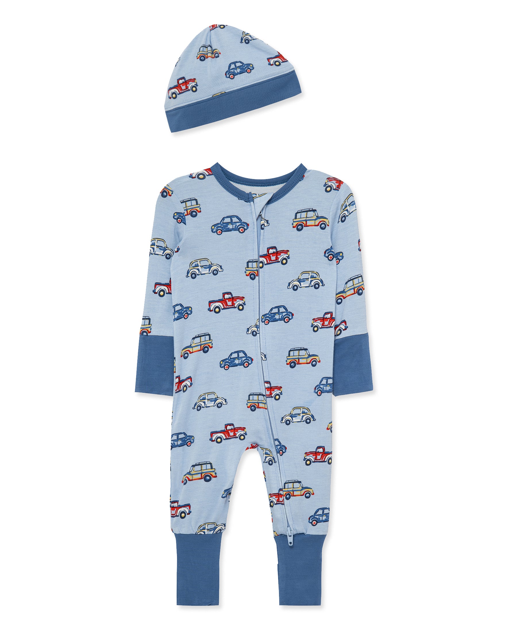 Colorful Cars Convertible Coverall & Hat (NB-9M) - Little Me