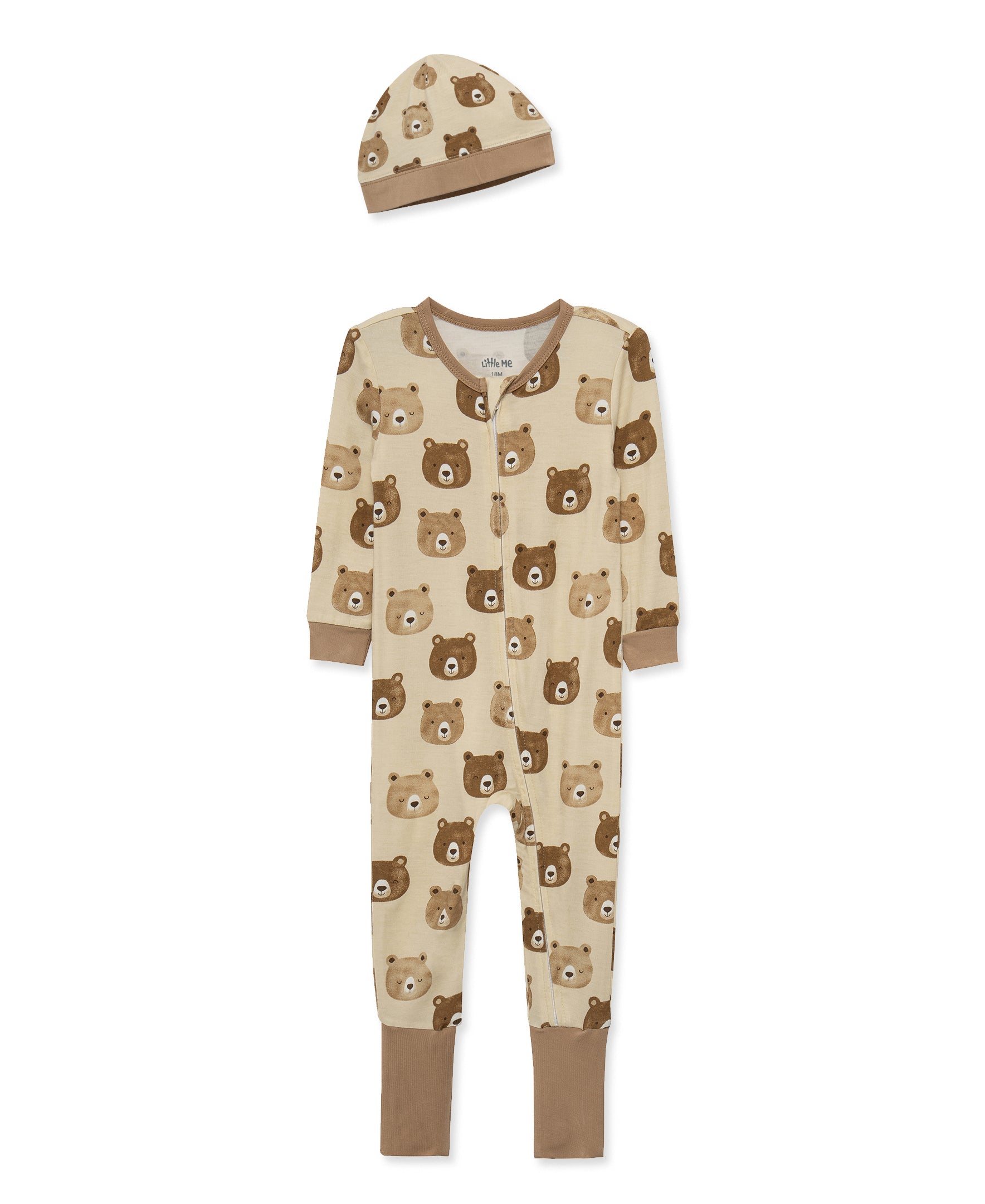Bear Faces Convertible Coverall & Hat (12M-24M) - Little Me