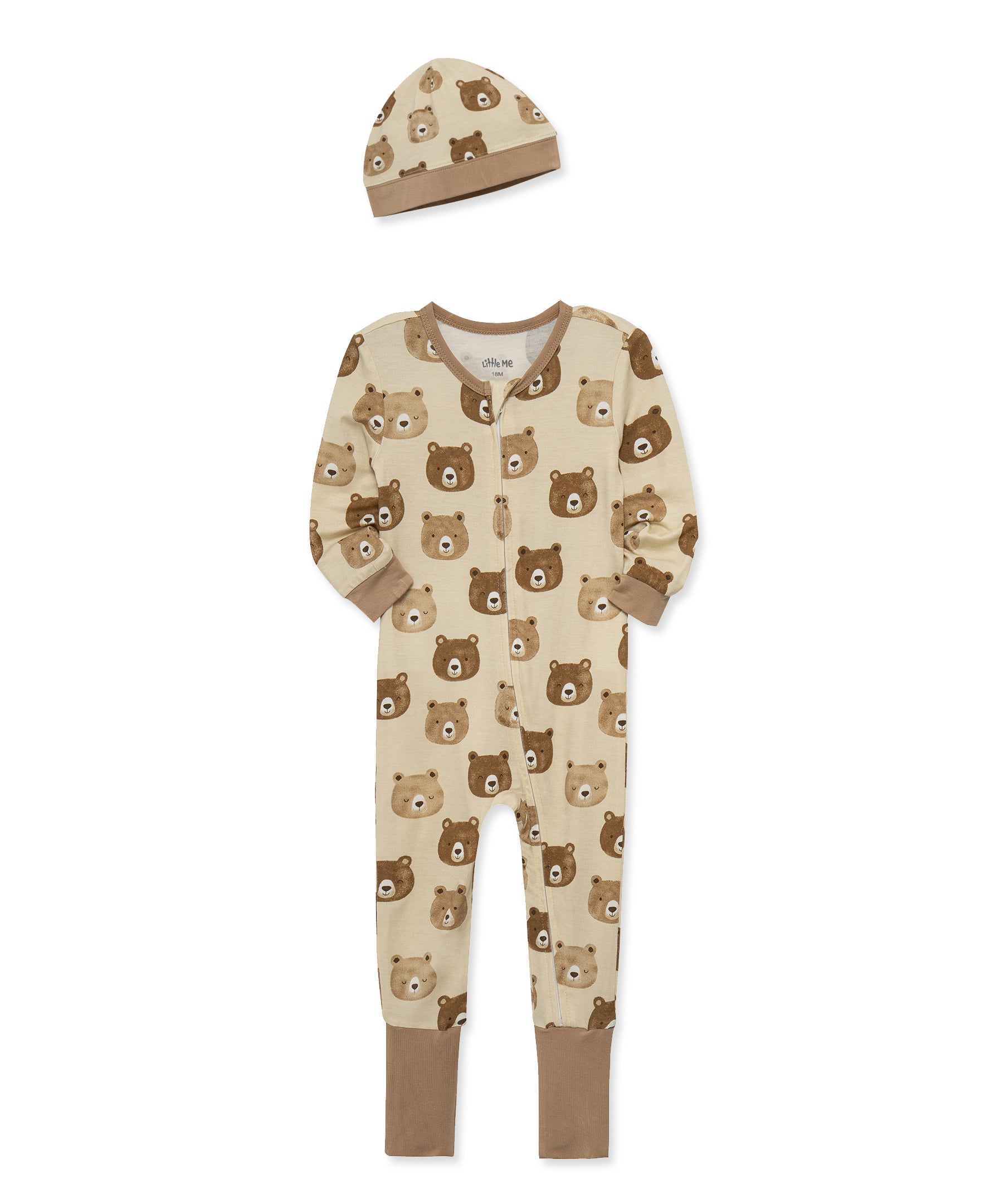 Bear Faces Convertible Coverall & Hat (12M-24M) - Little Me
