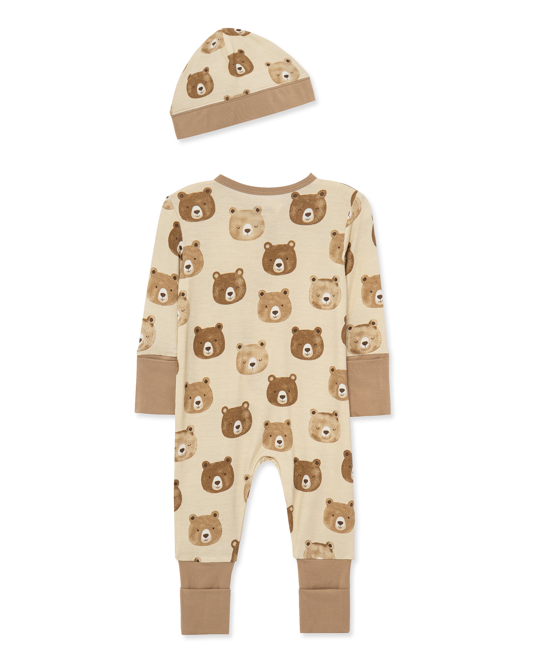 Bear Faces Convertible Coverall & Hat (NB-9M) - Little Me