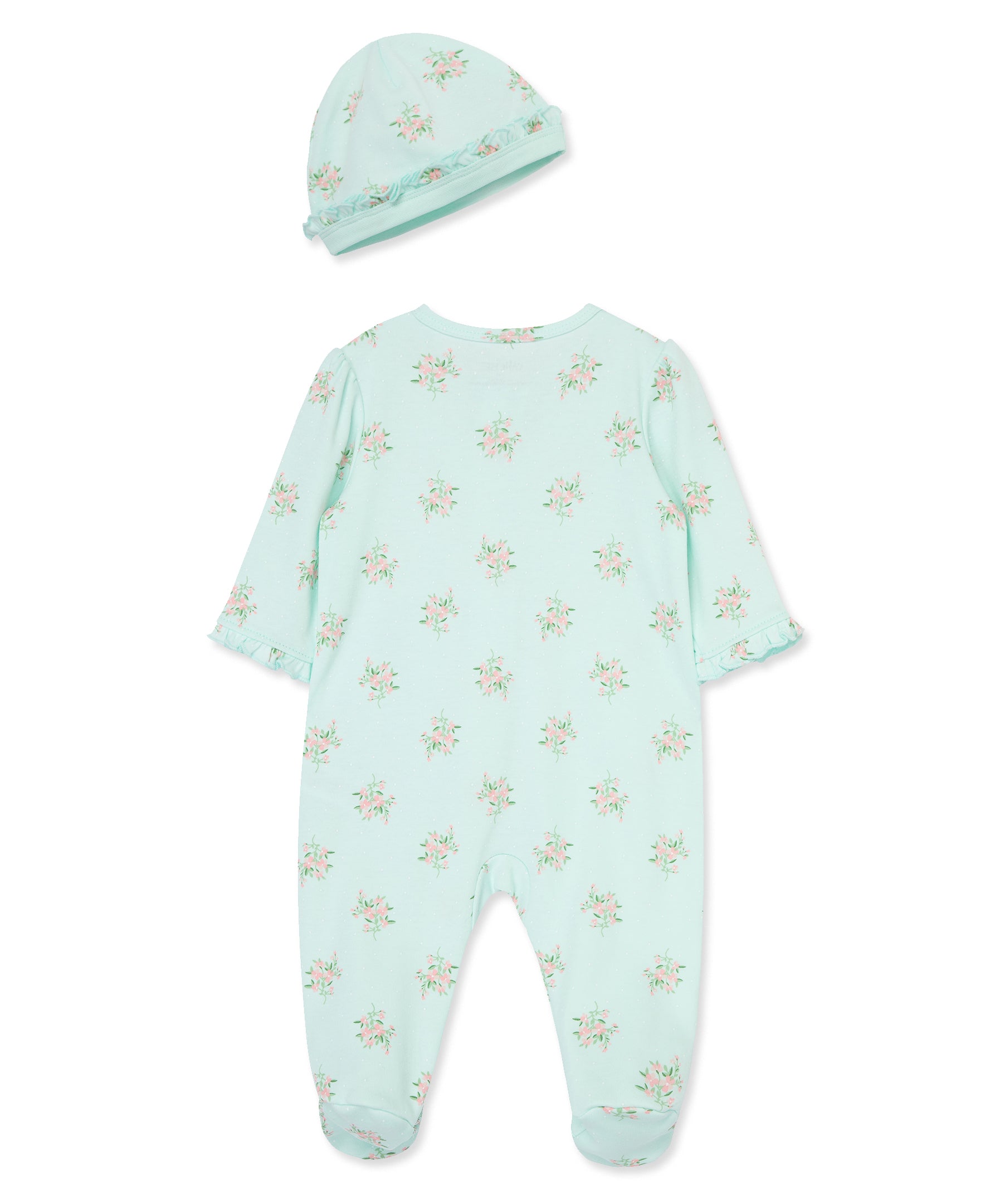 Delicate Floral Zip Footed One-Piece & Hat - Little Me