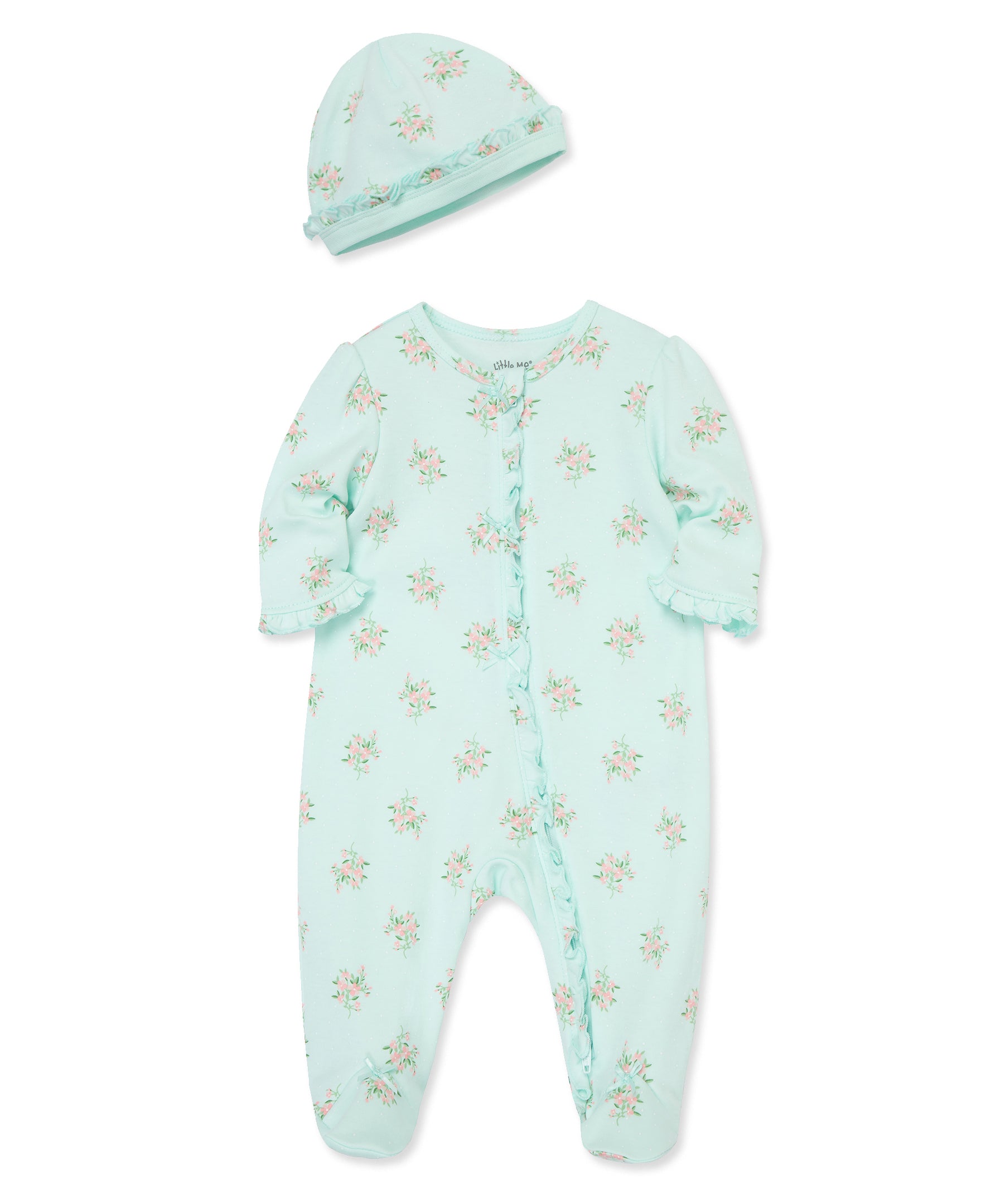 Delicate Floral Zip Footed One-Piece & Hat - Little Me