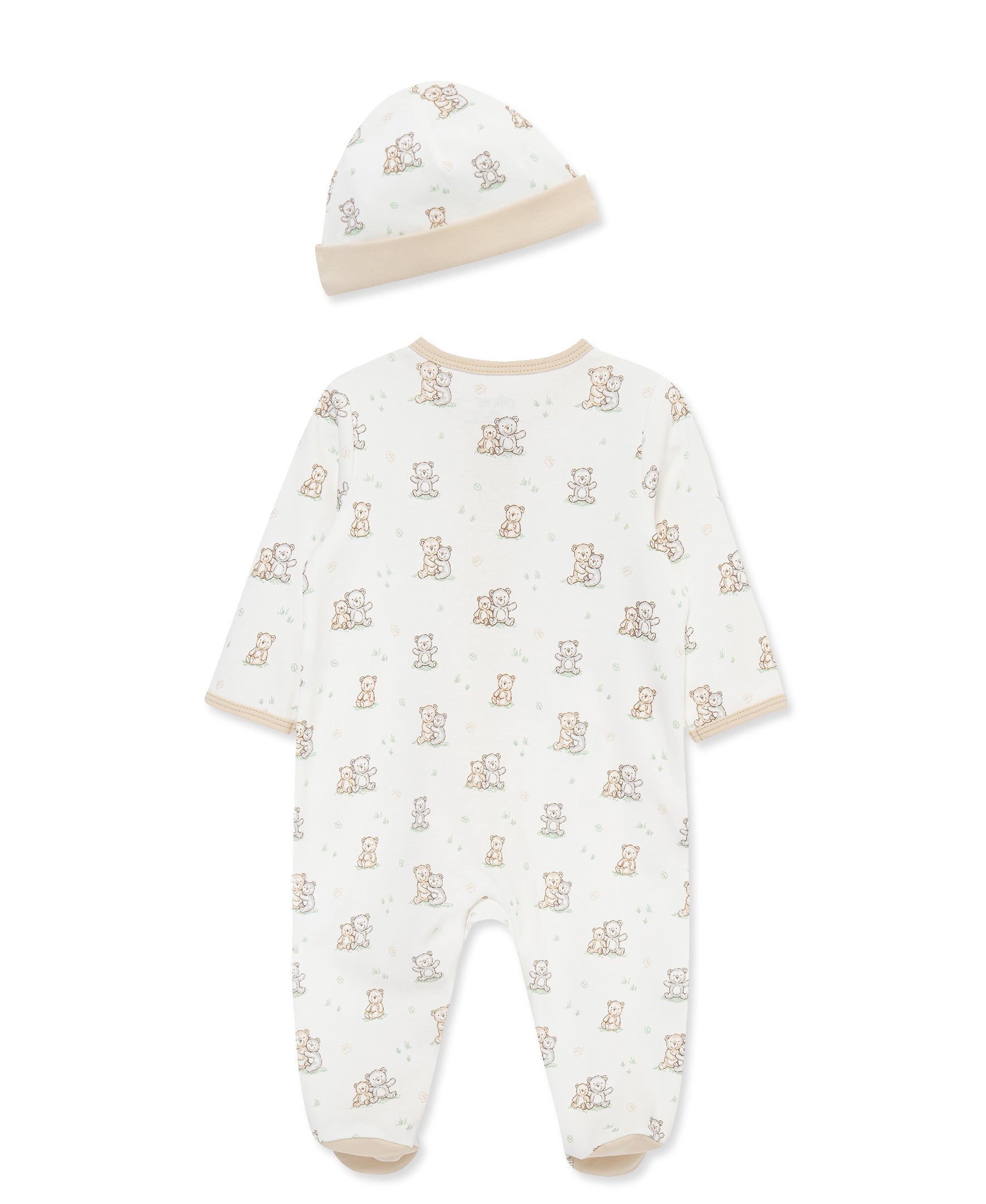 Fuzzy Bears 2-Way-Zip Footed One-Piece and Hat