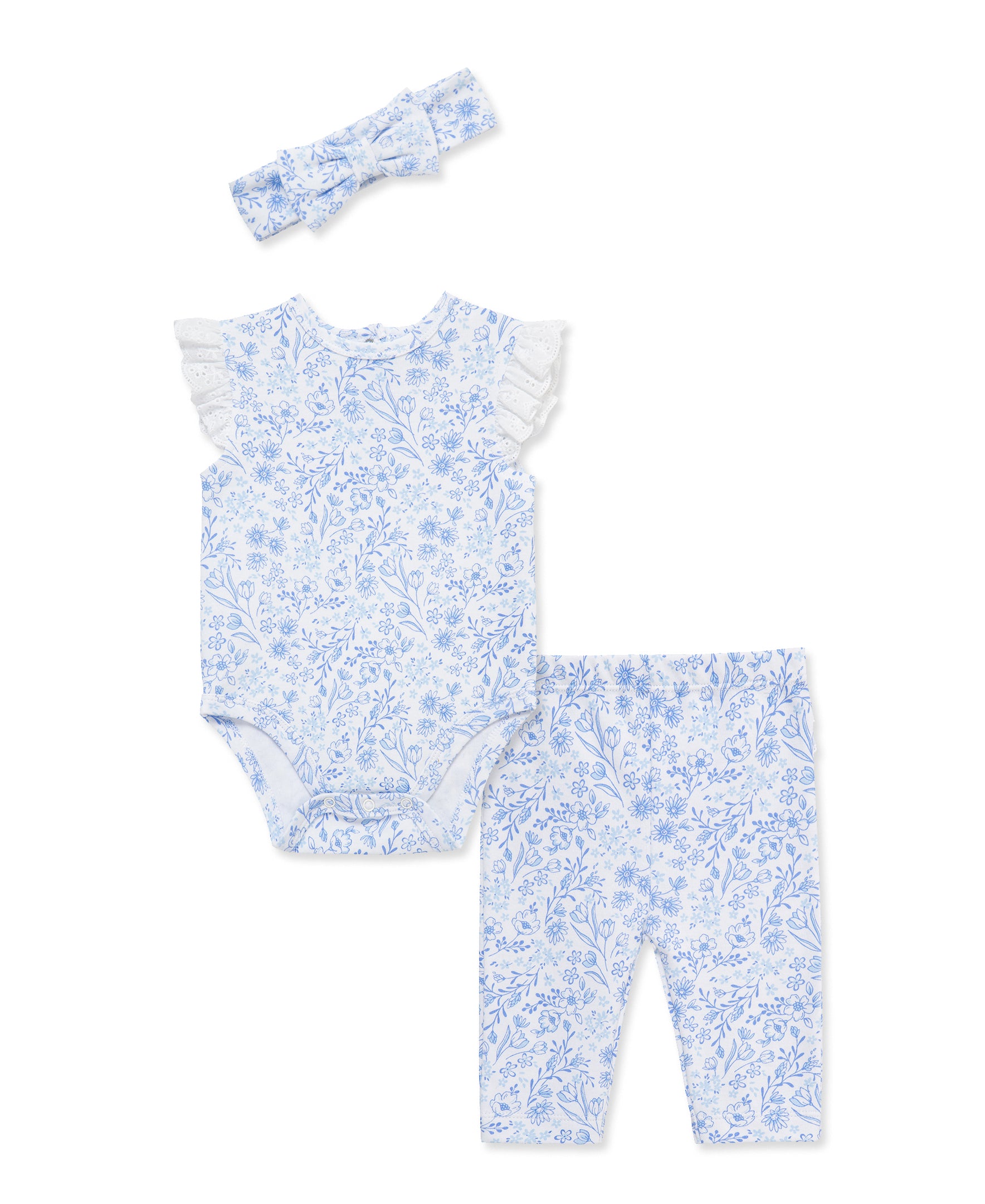 Floral Eyelet Bodysuit & Pant Set (3M-12M) - Little Me
