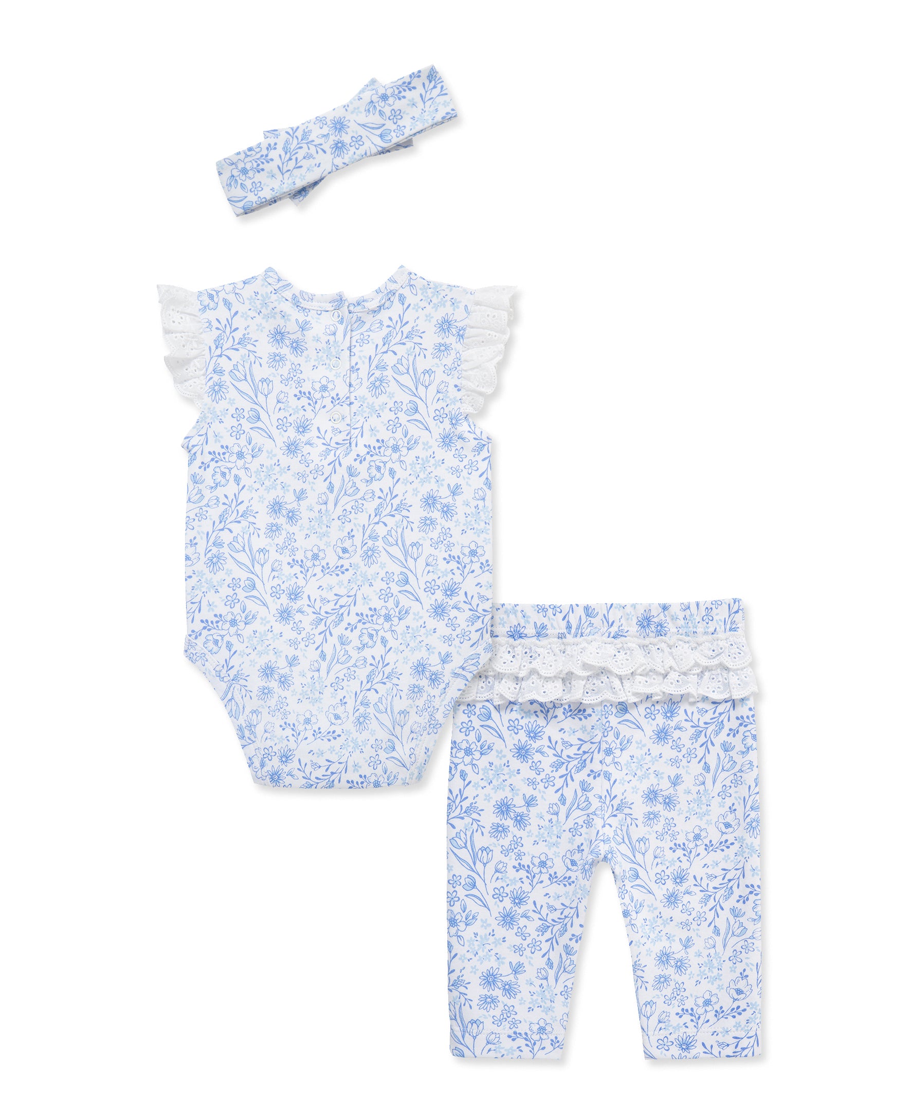 Floral Eyelet Bodysuit & Pant Set (3M-12M) - Little Me