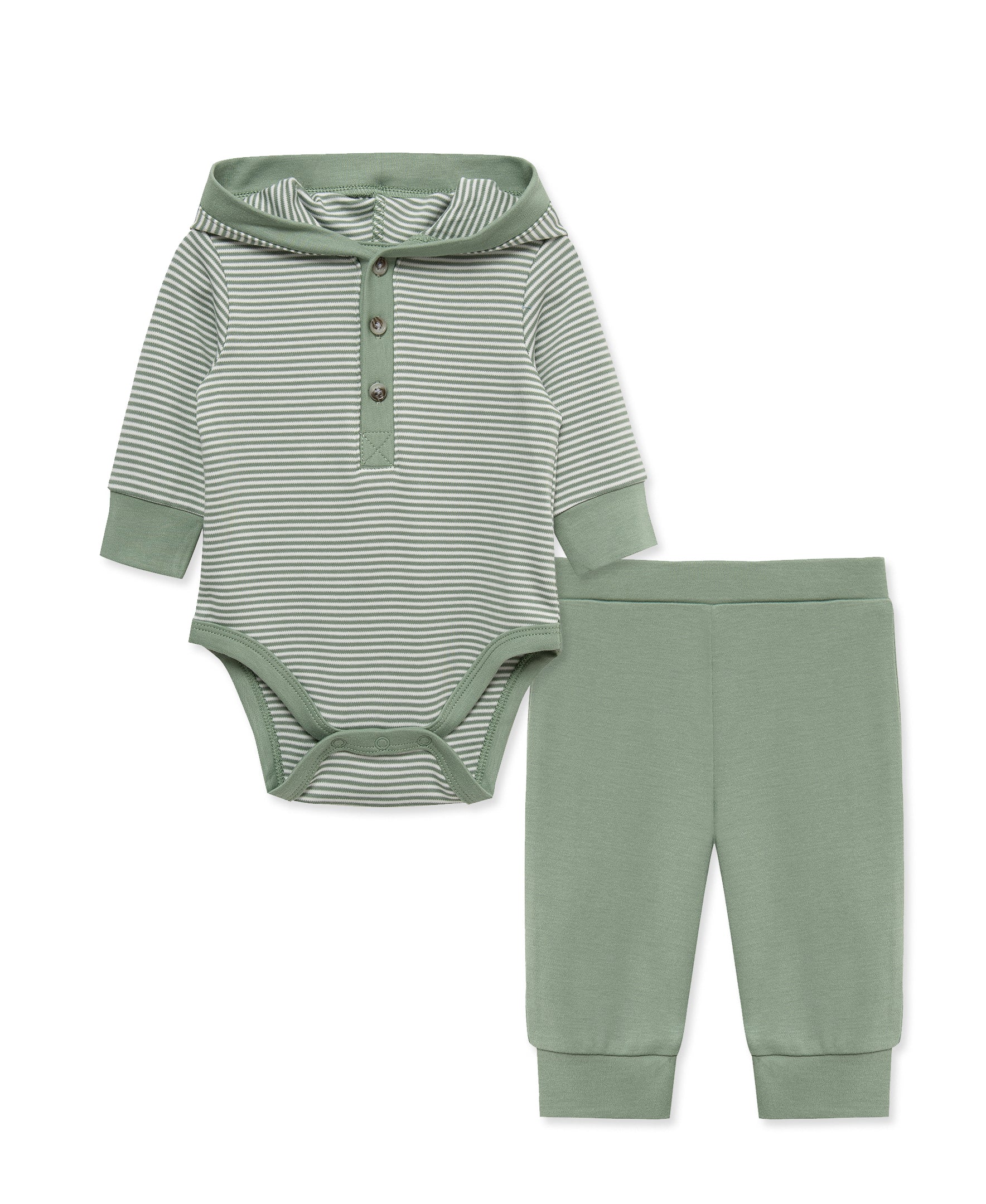 Green Hooded Bodysuit & Pant Set - Little Me