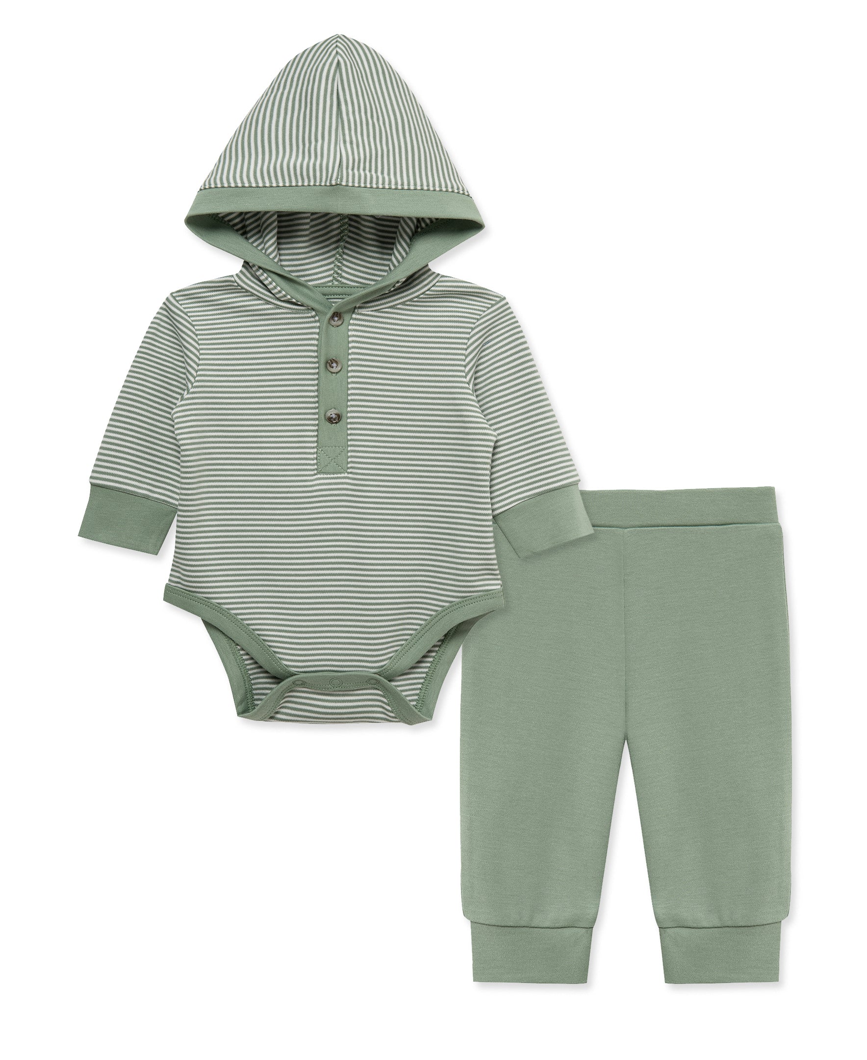 Green Hooded Bodysuit & Pant Set - Little Me
