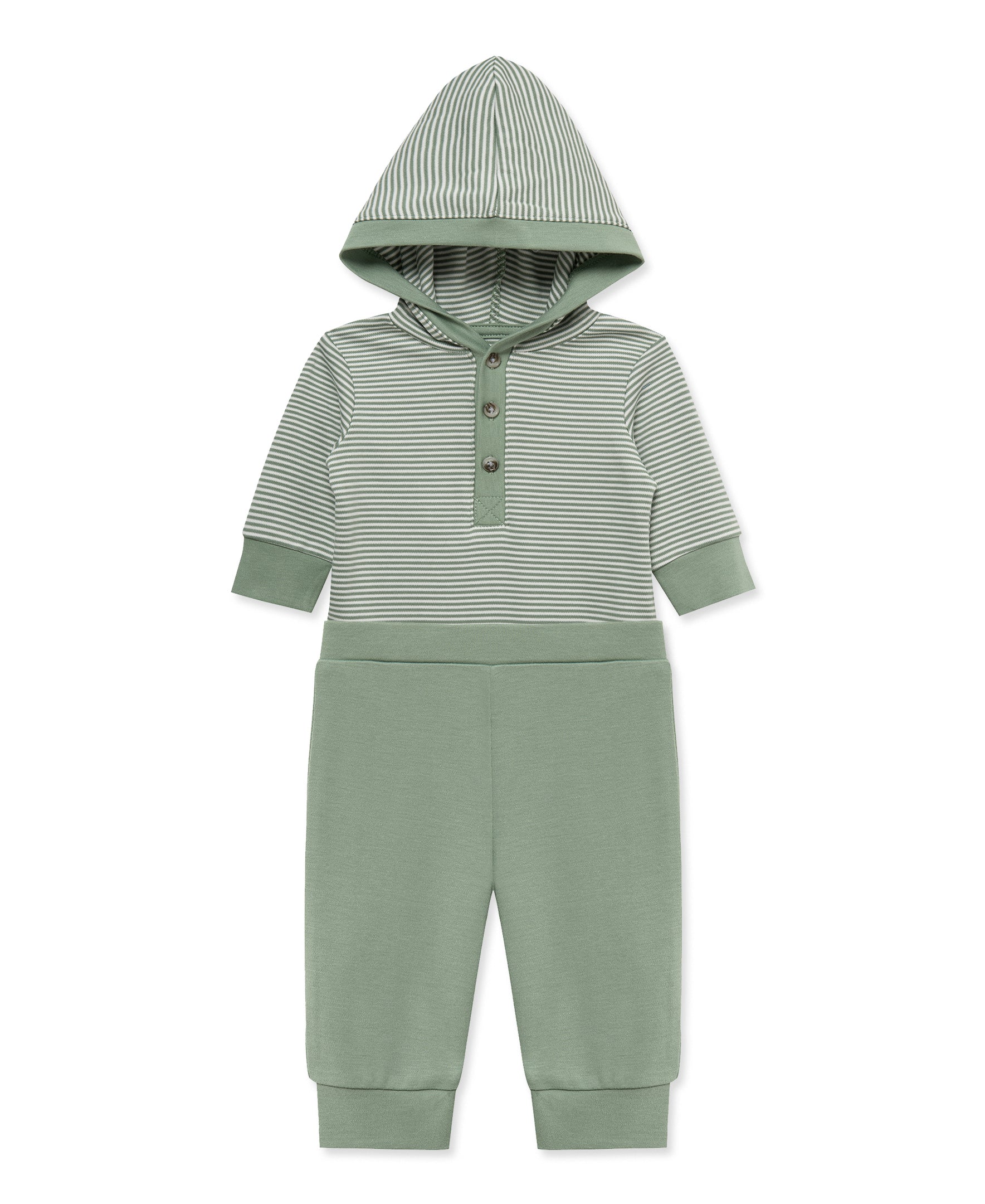 Green Hooded Bodysuit & Pant Set - Little Me