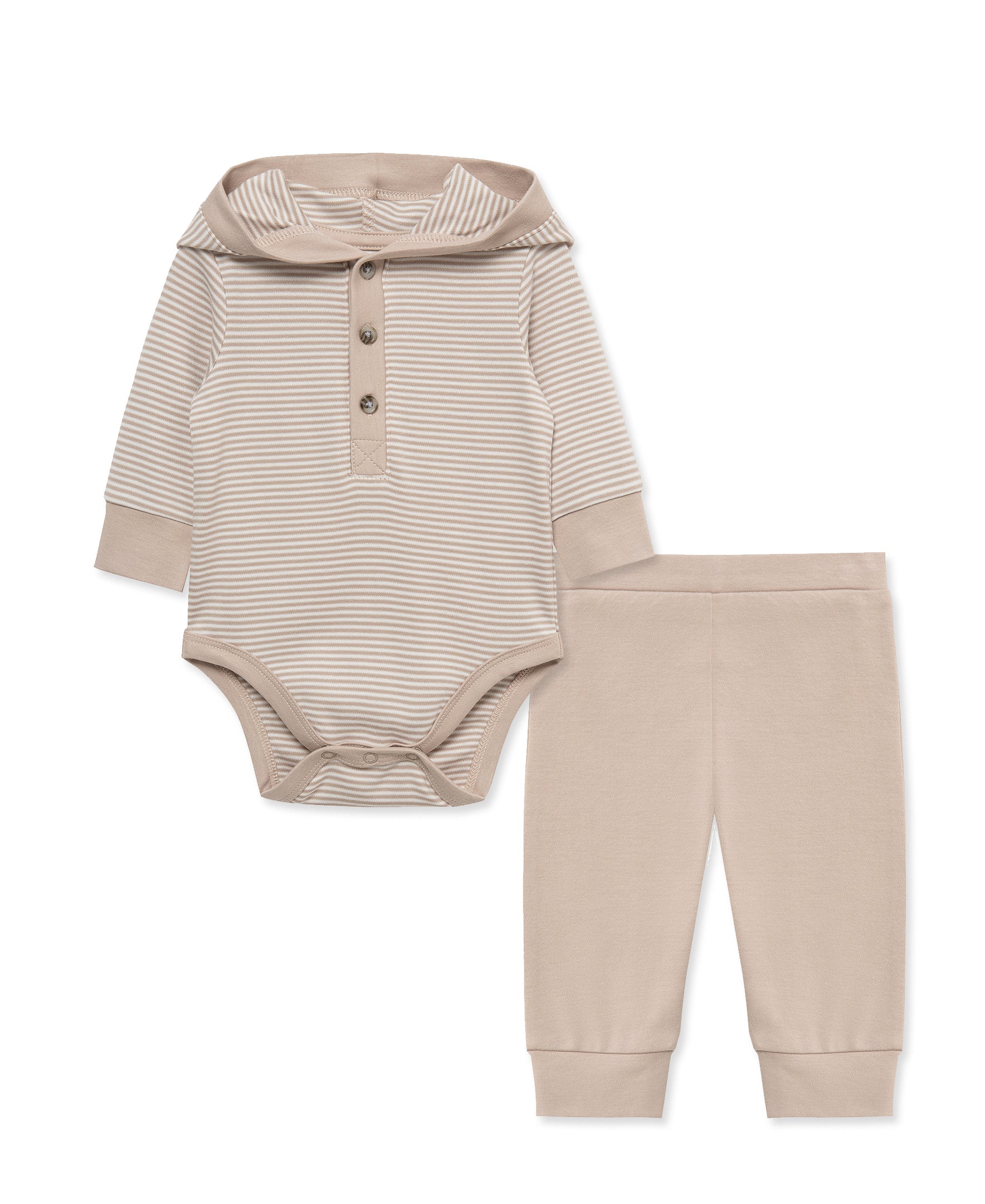 Taupe Hooded Bodysuit & Pant Set - Little Me