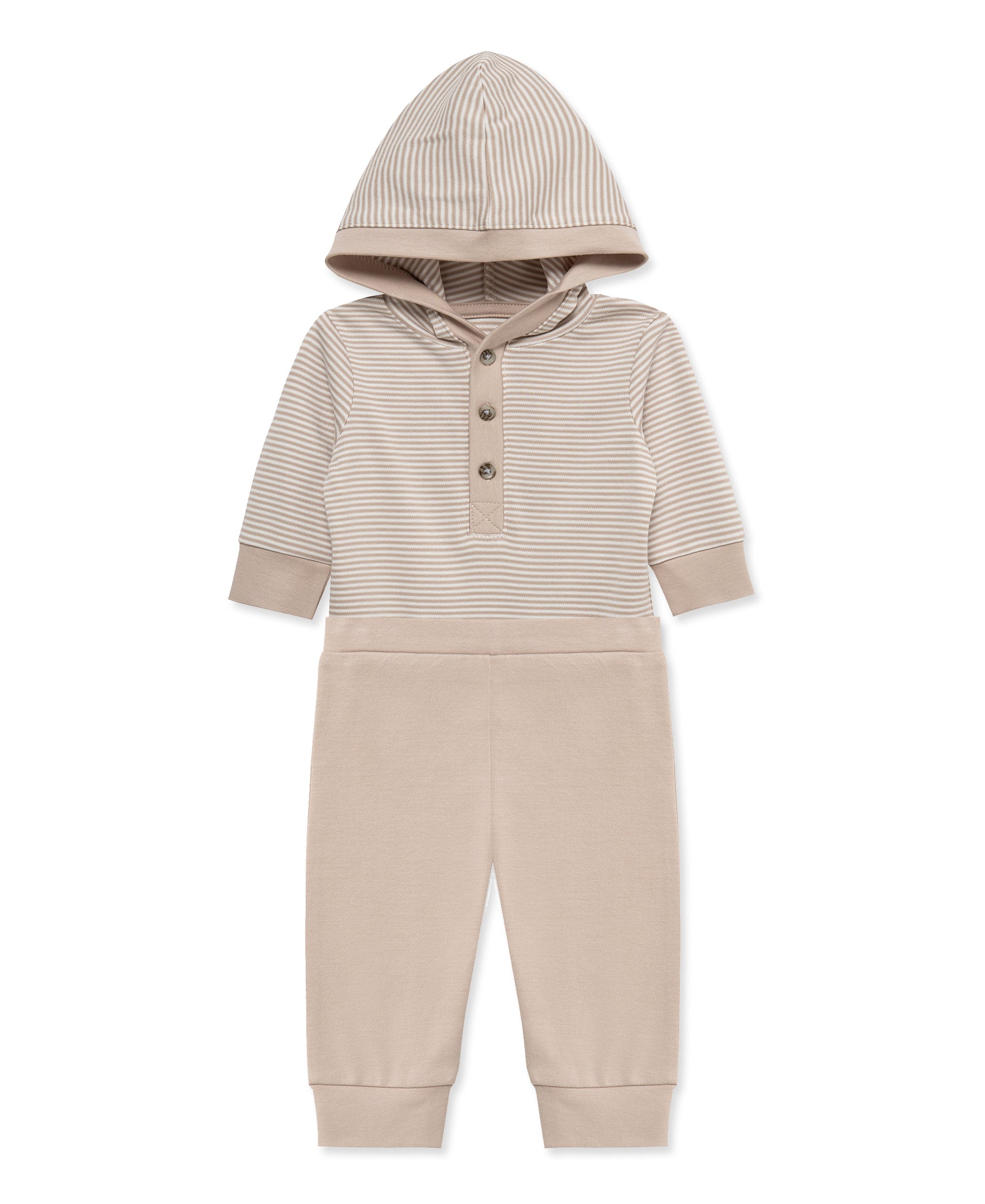 Taupe Hooded Bodysuit & Pant Set - Little Me