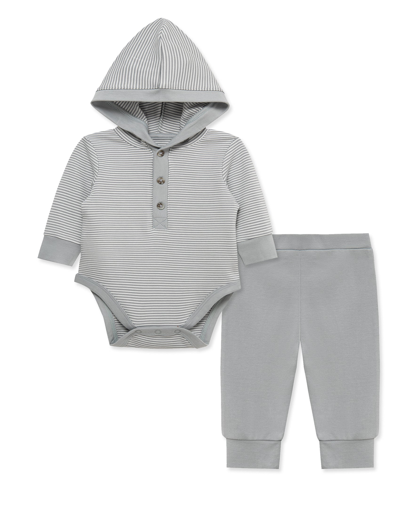 Grey Hooded Bodysuit & Pant Set - Little Me