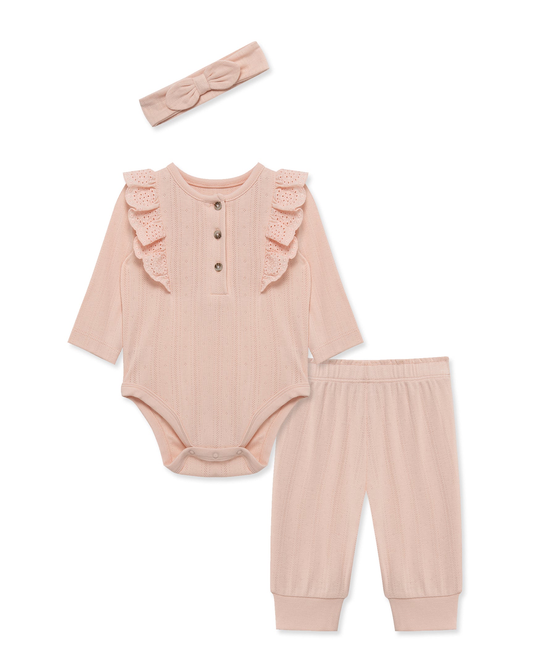 Pink Eyelet Bodysuit & Pant Set - Little Me