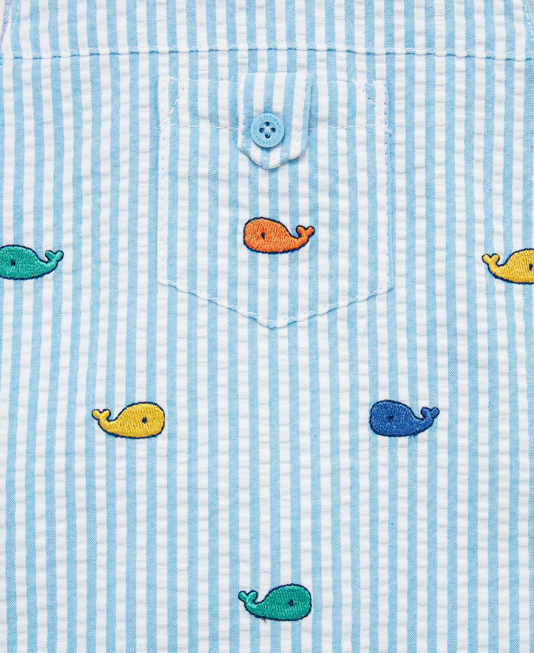 Whales Woven Sunsuit & Hat - Little Me