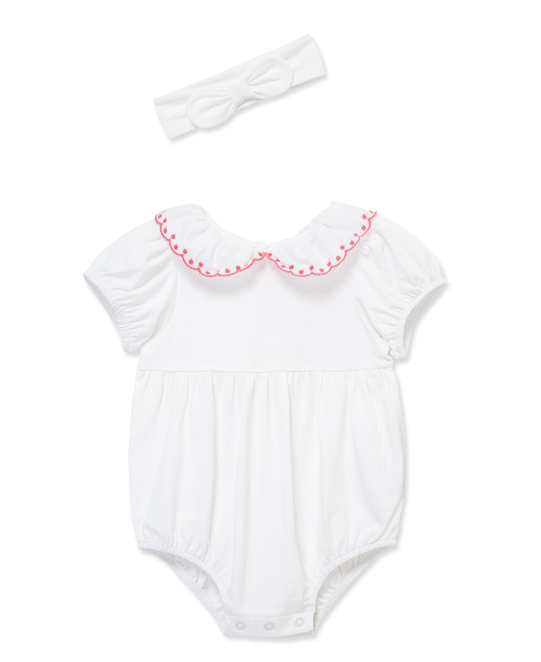 White Scallop Collar Bubble & Headband