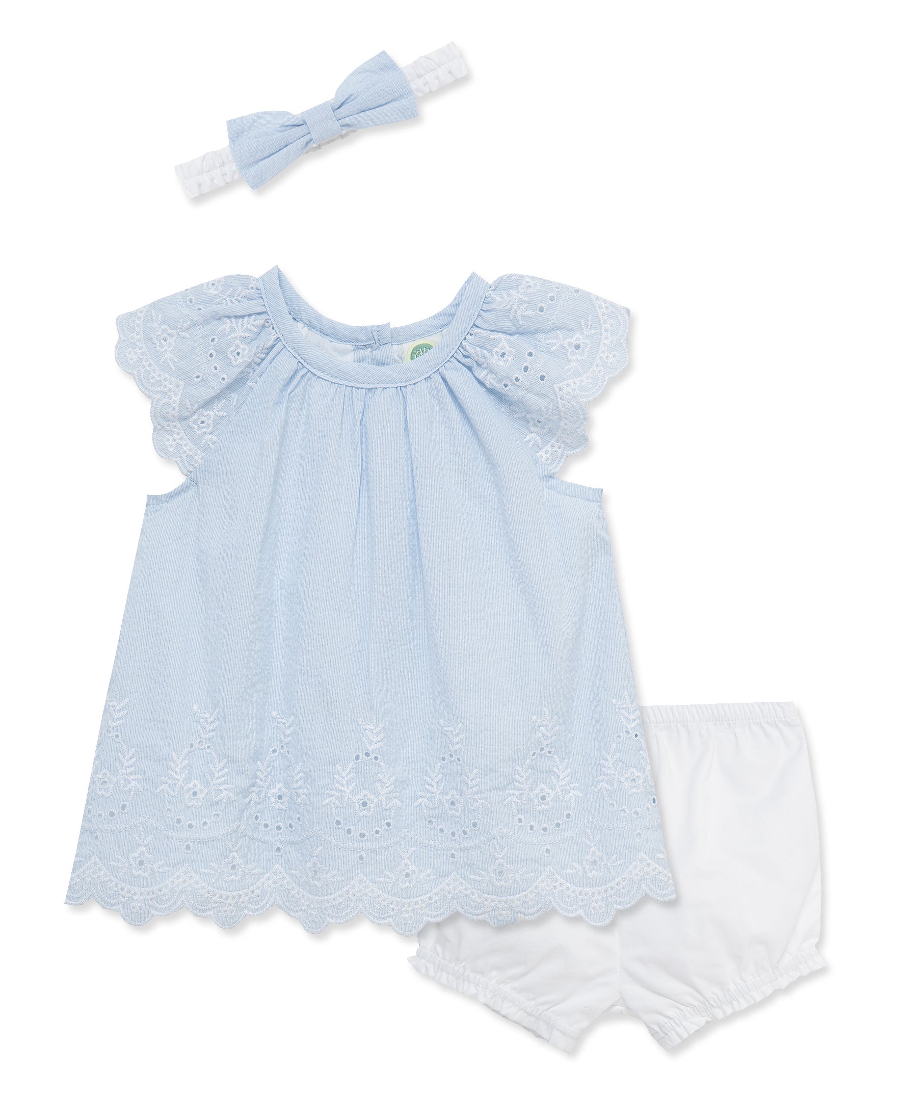 Eyelet Stripe Woven 2-Piece Sunsuit & Headband