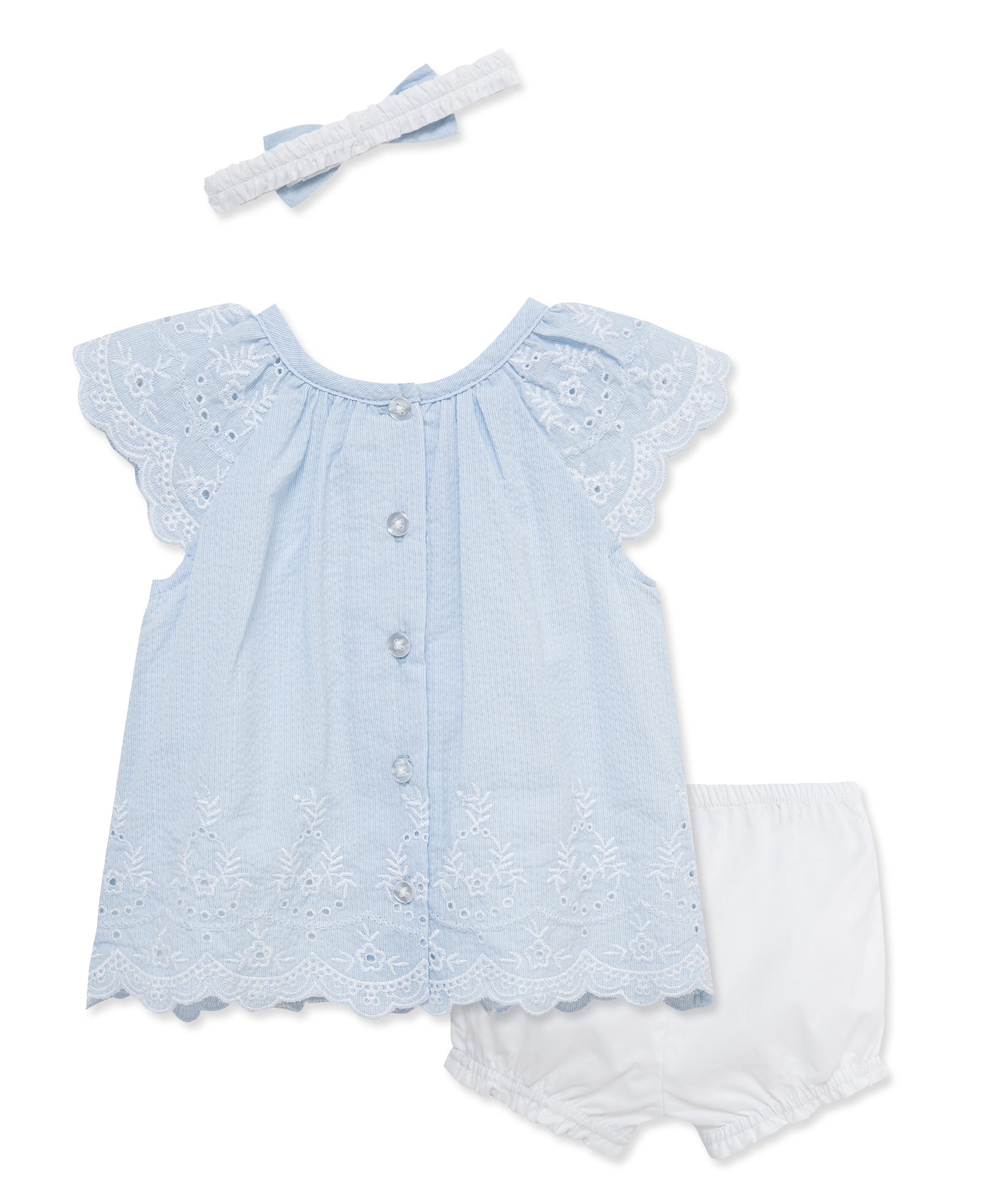 Eyelet Stripe Woven 2-Piece Sunsuit & Headband