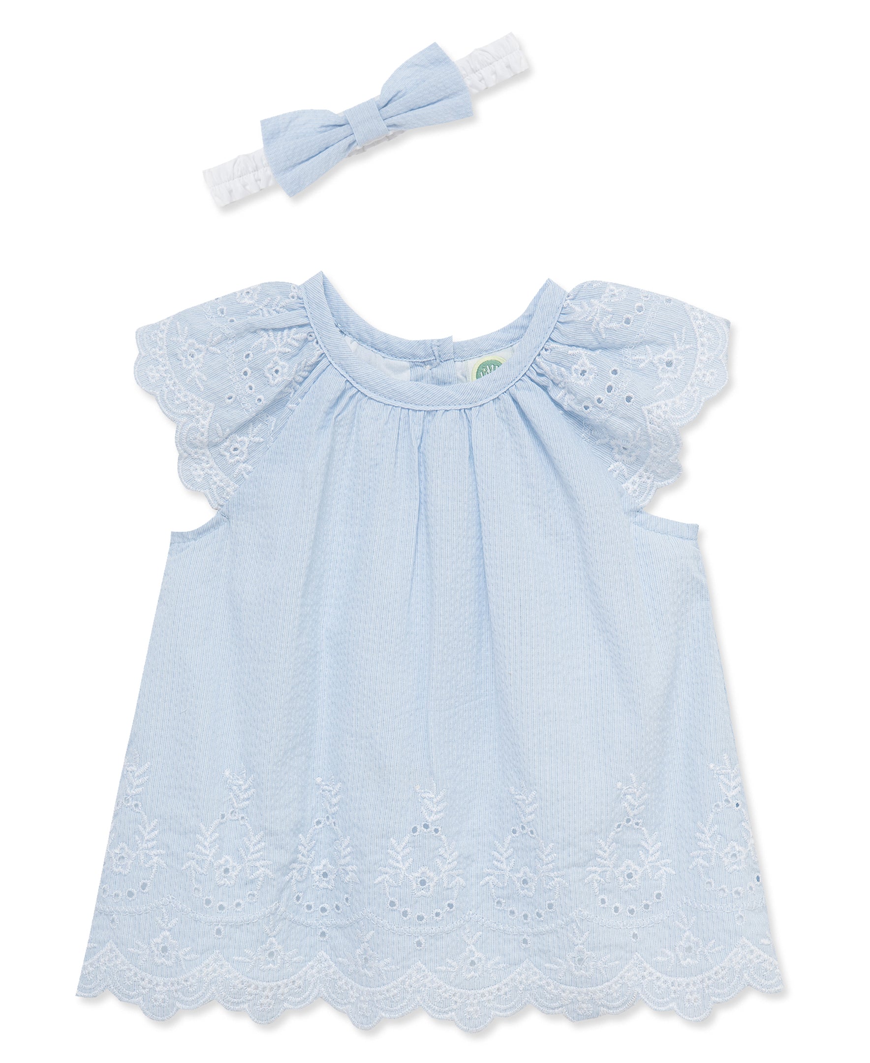 Eyelet Stripe Woven 2-Piece Sunsuit & Headband