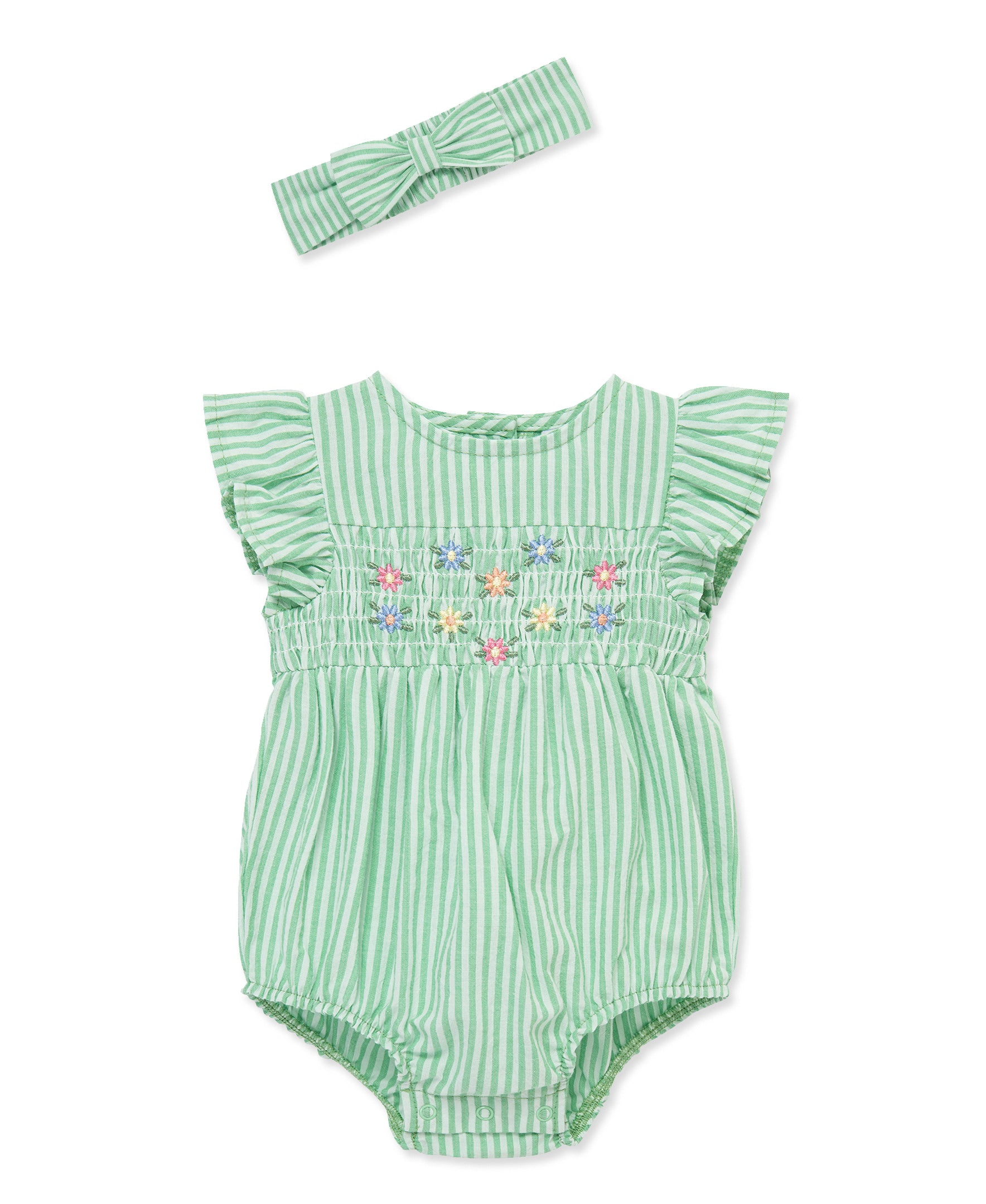 Stripe Floral Woven Bubble & Headband