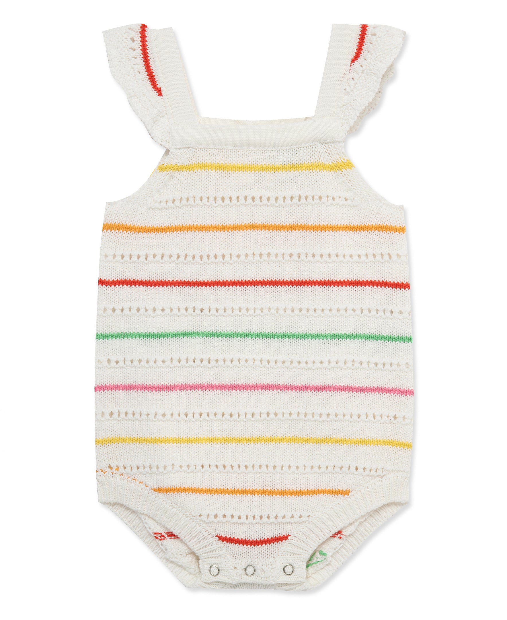 Thin Striped Pointelle Knit Bubble