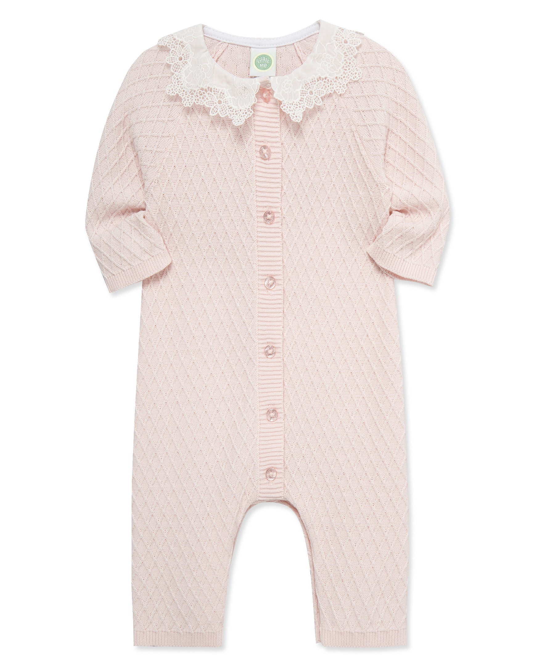 Lattice Lace Sweater Coverall (3M-9M) - Little Me