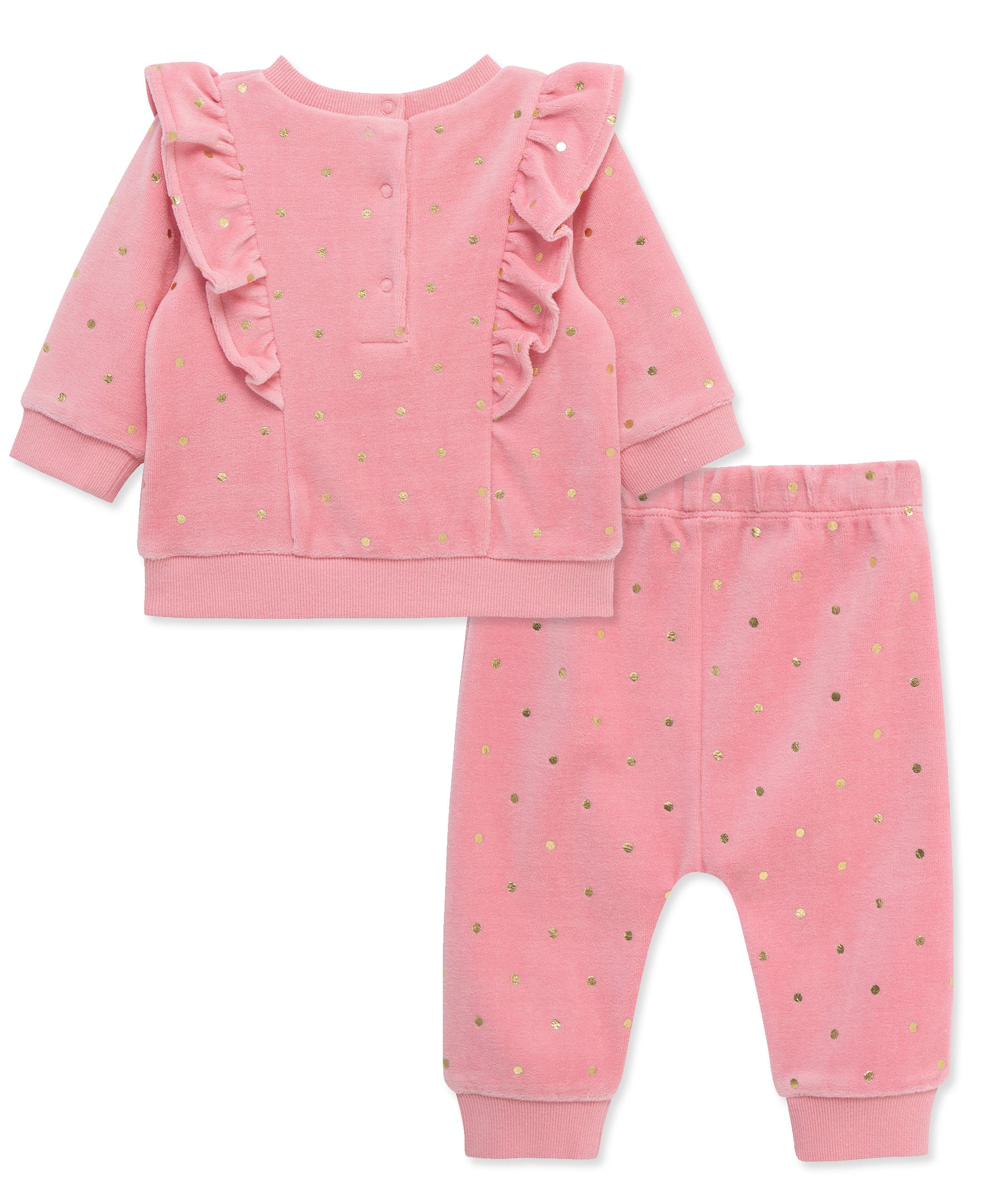 Gold Dots Velour Pant Set (3M-12M) - Little Me