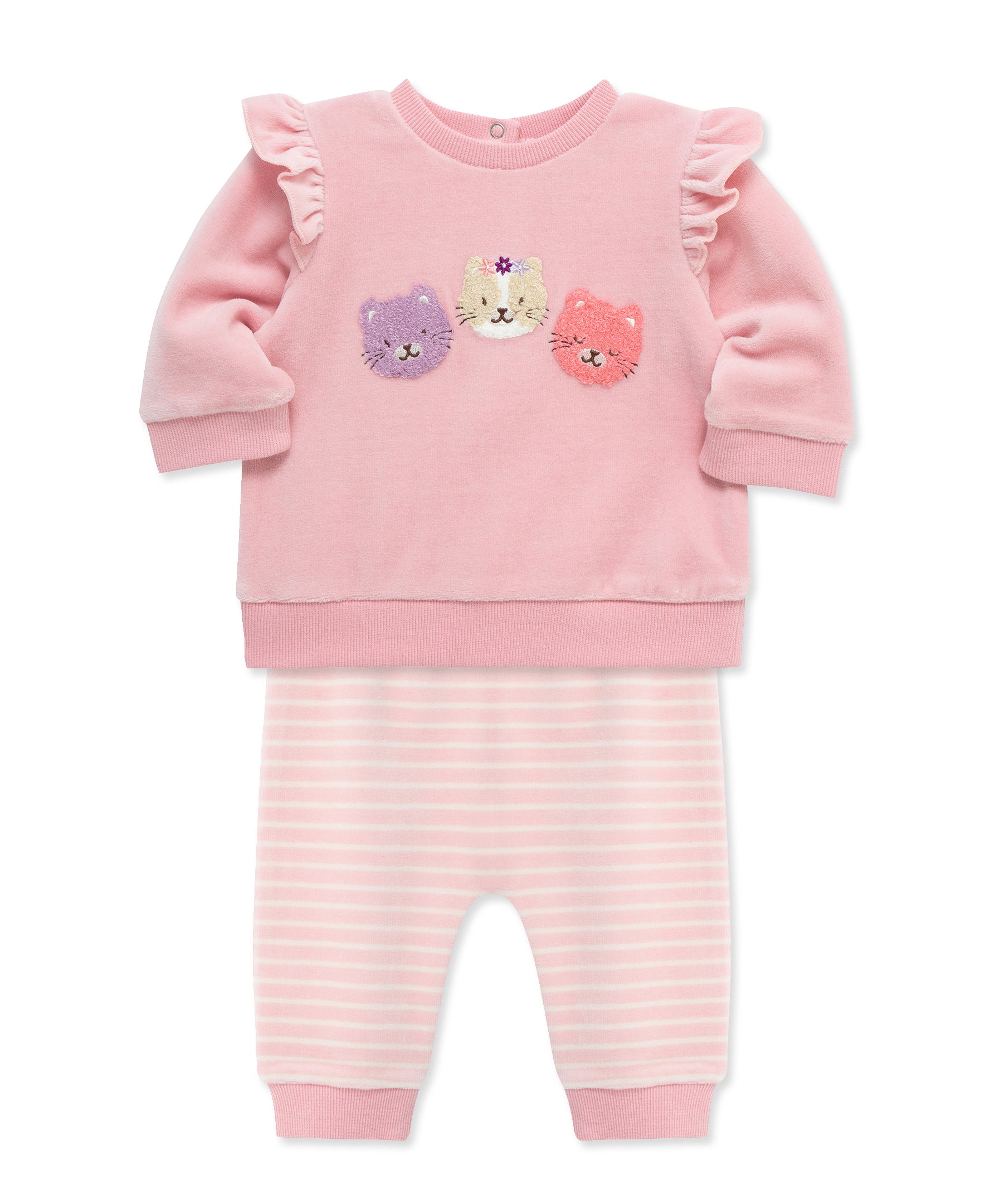 Kitty Pals Velour Pant Set (3M-12M) - Little Me