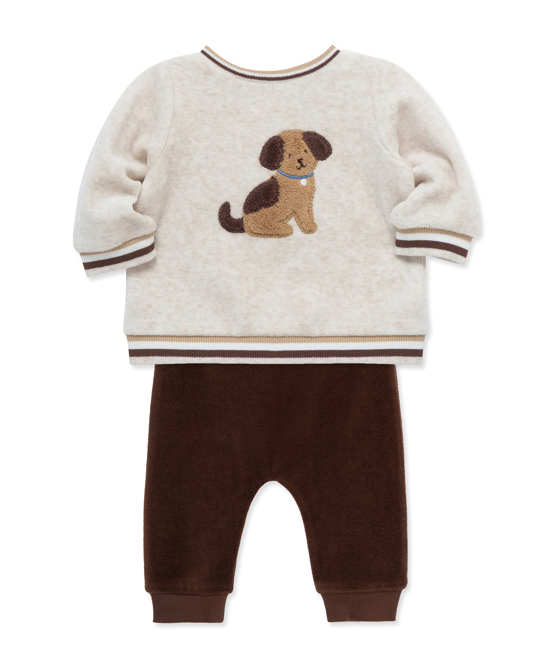 Fluffy Puppy Velour Jogger Set (3M-12M) - Little Me