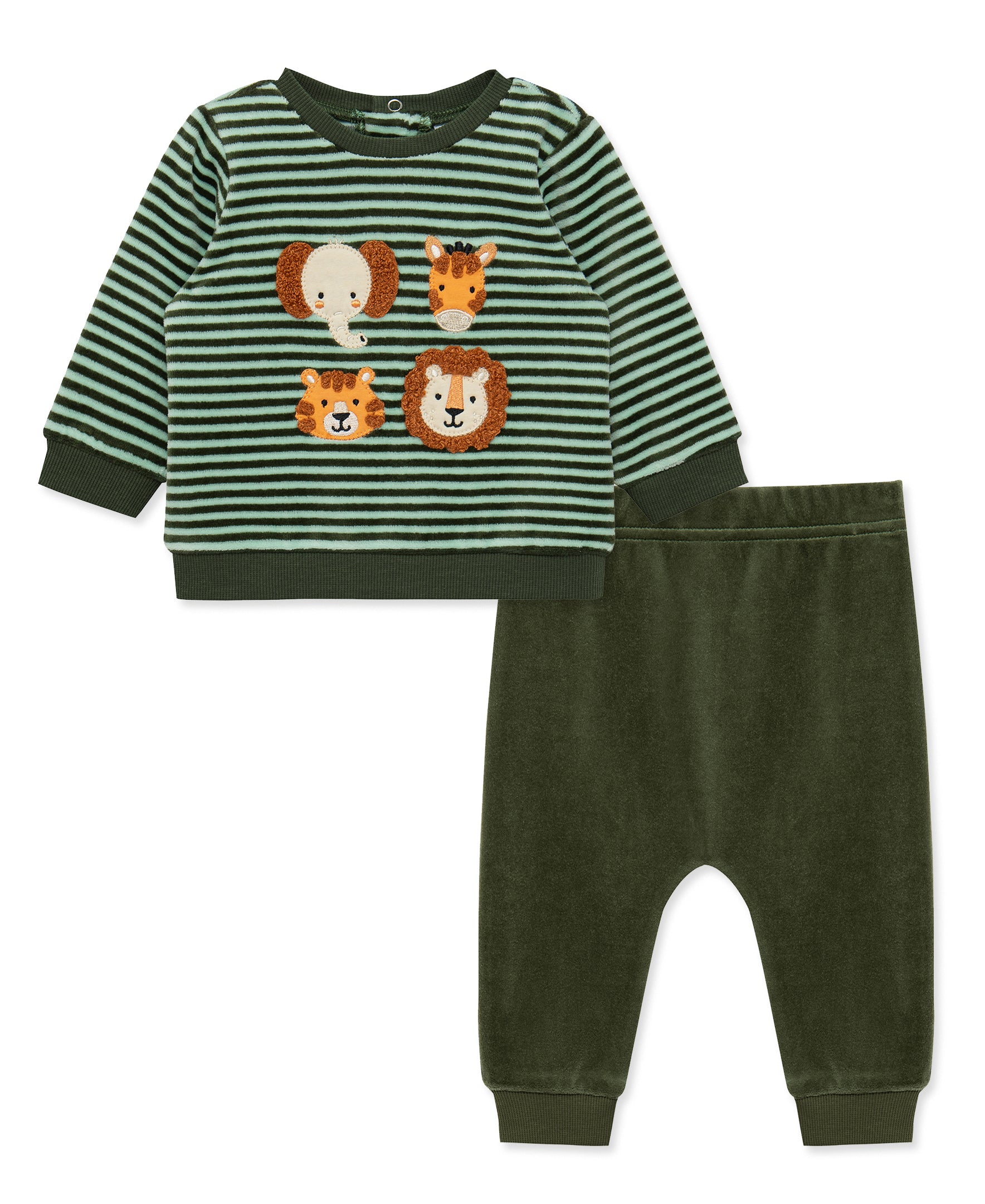 Jungle Stripe Velour Pant Set (3M-12M) - Little Me