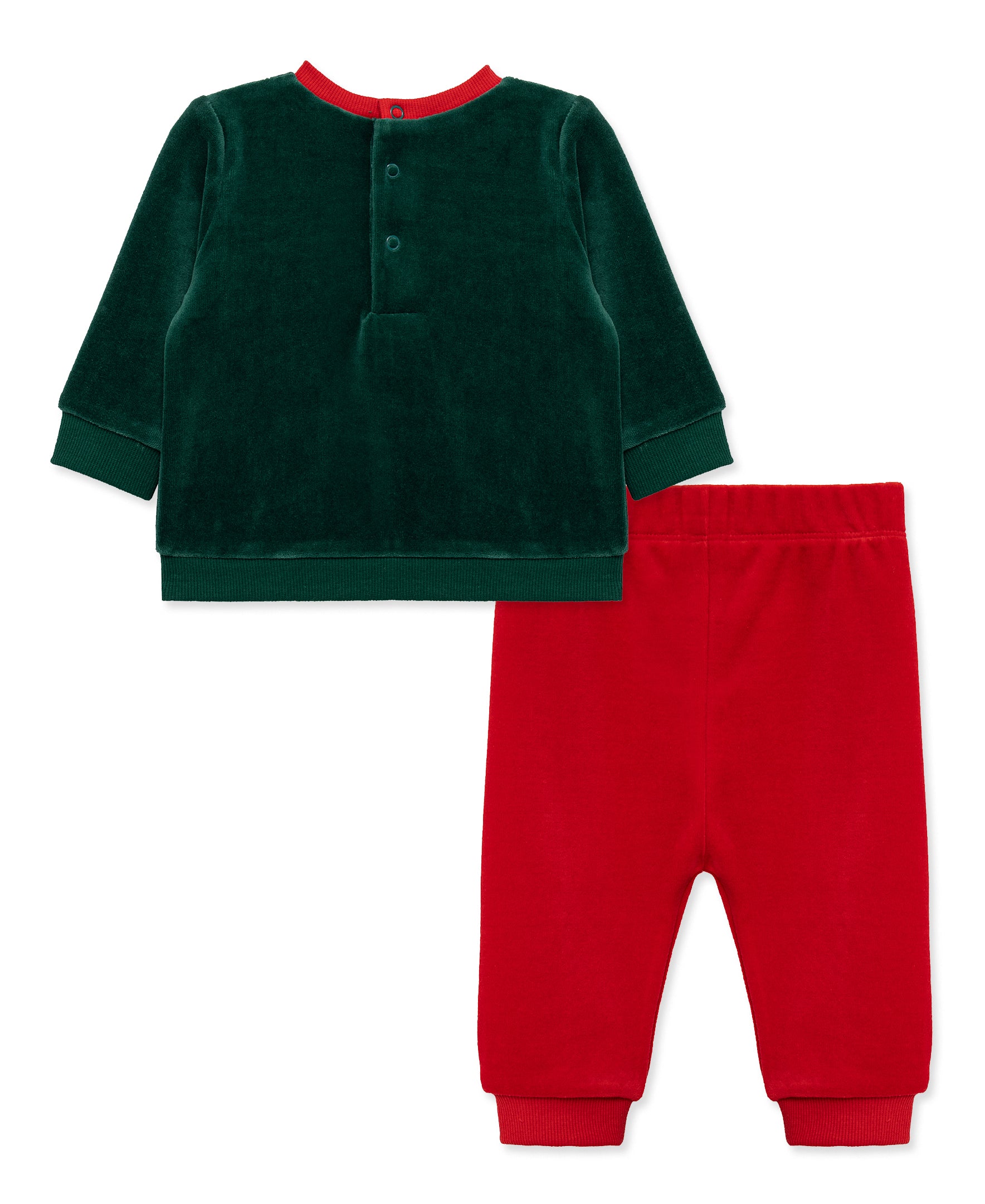 Santa Bear Velour Pant Set (3M-12M) - Little Me
