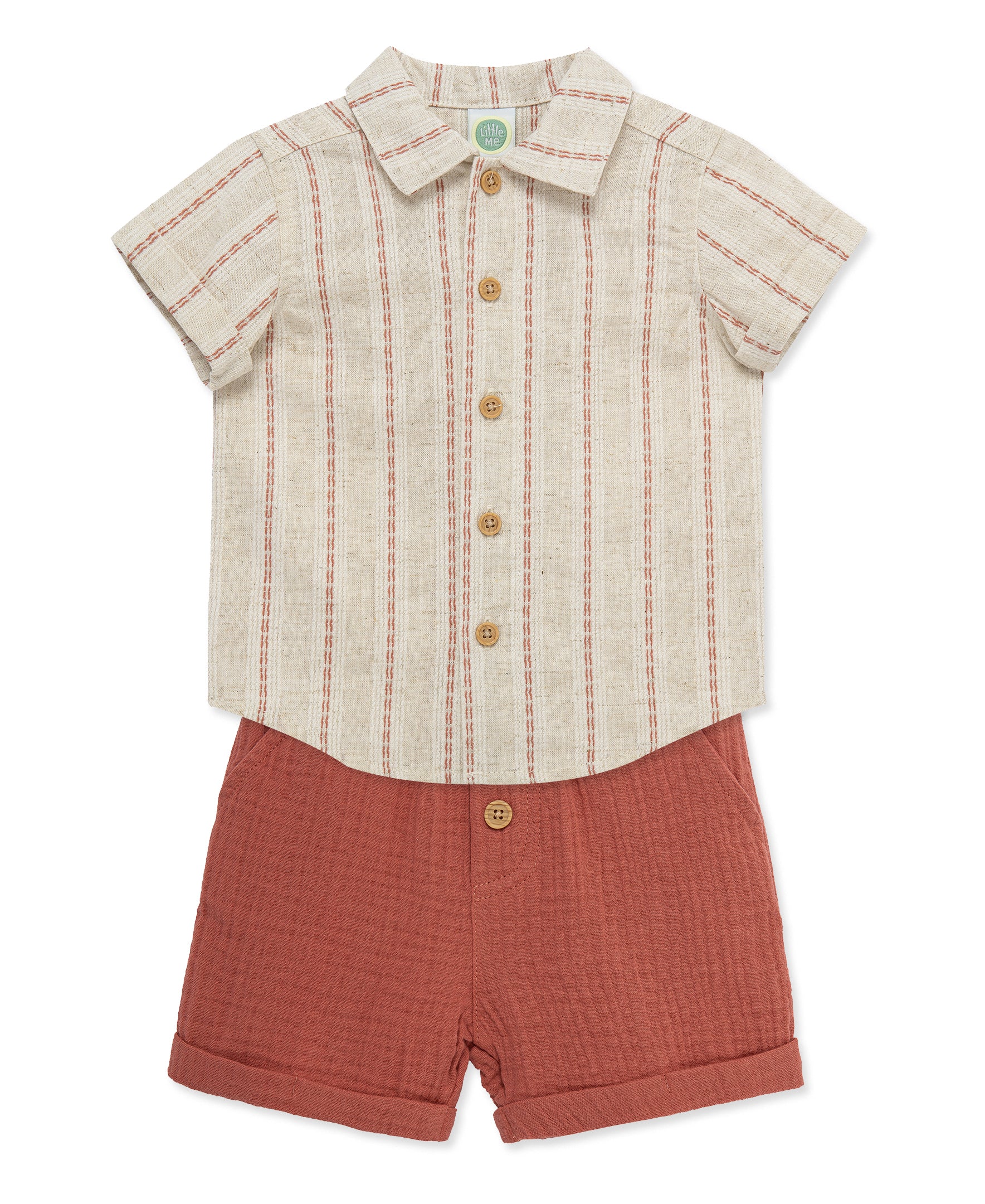 Striped Gauze Short Set