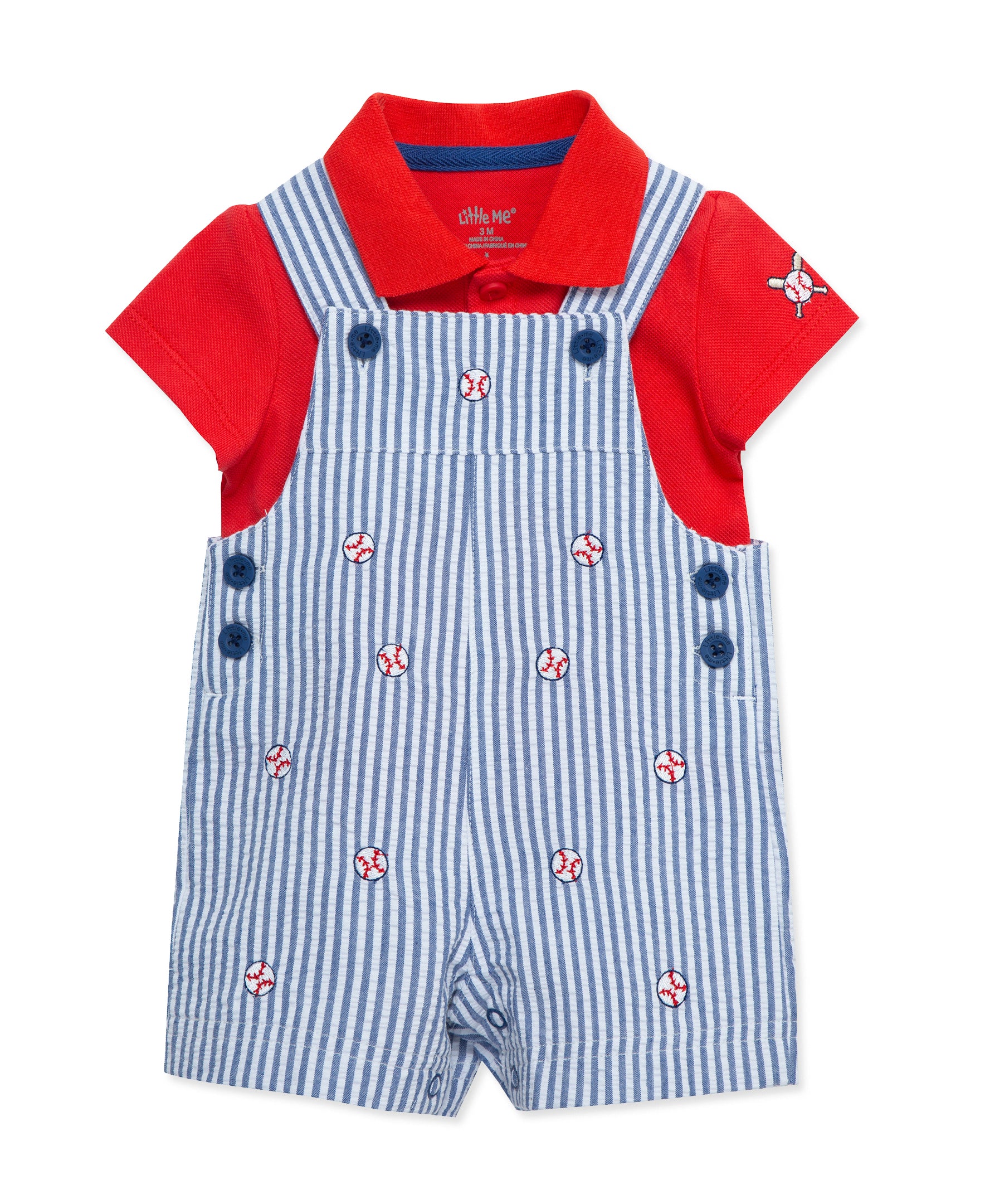 Baseball Woven Shortall Set (3M-12M) - Little Me