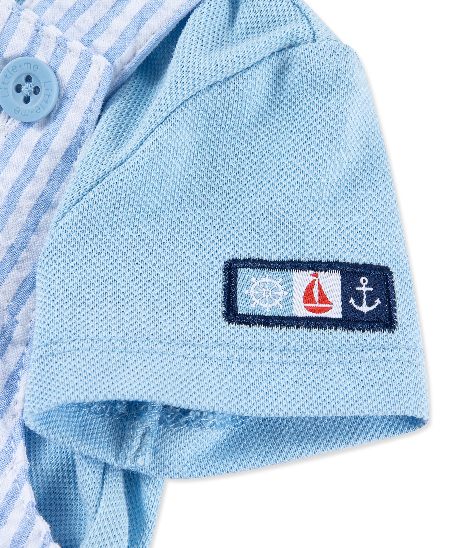 Sailboat Woven Shortall Set (3M-12M) - Little Me
