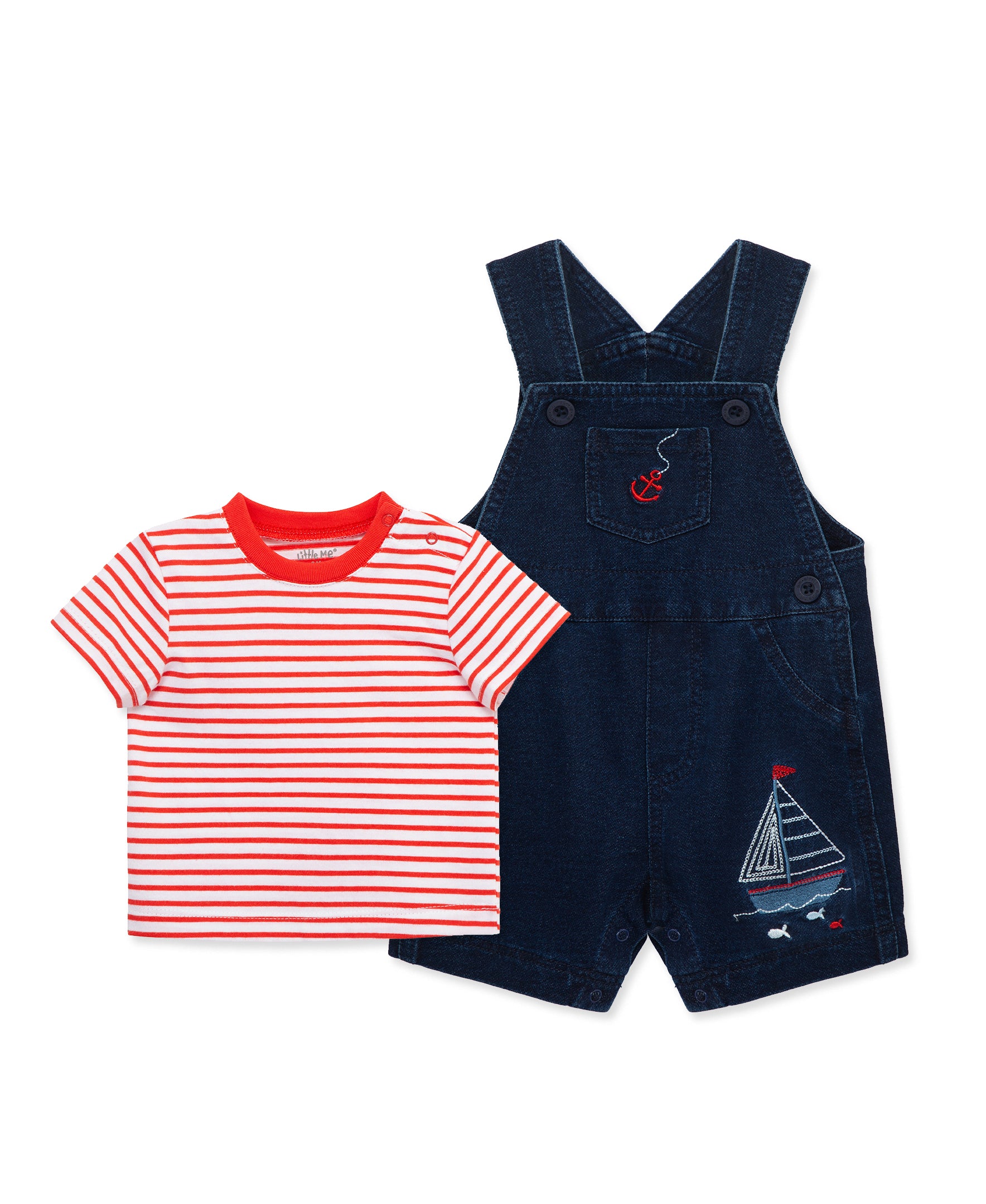 Sailboat Knit Shortall (3M-12M) - Little Me