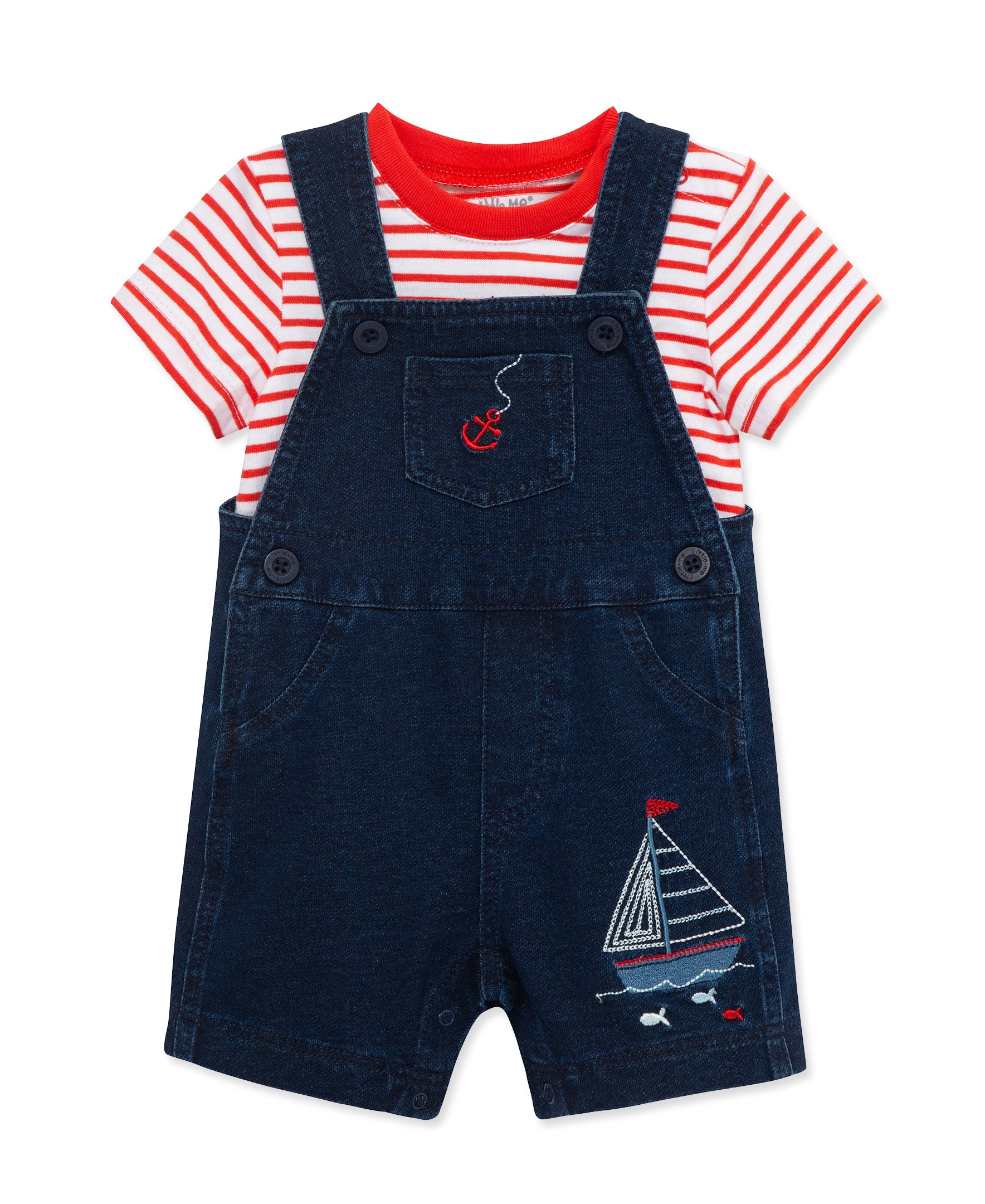Sailboat Knit Shortall (3M-12M) - Little Me