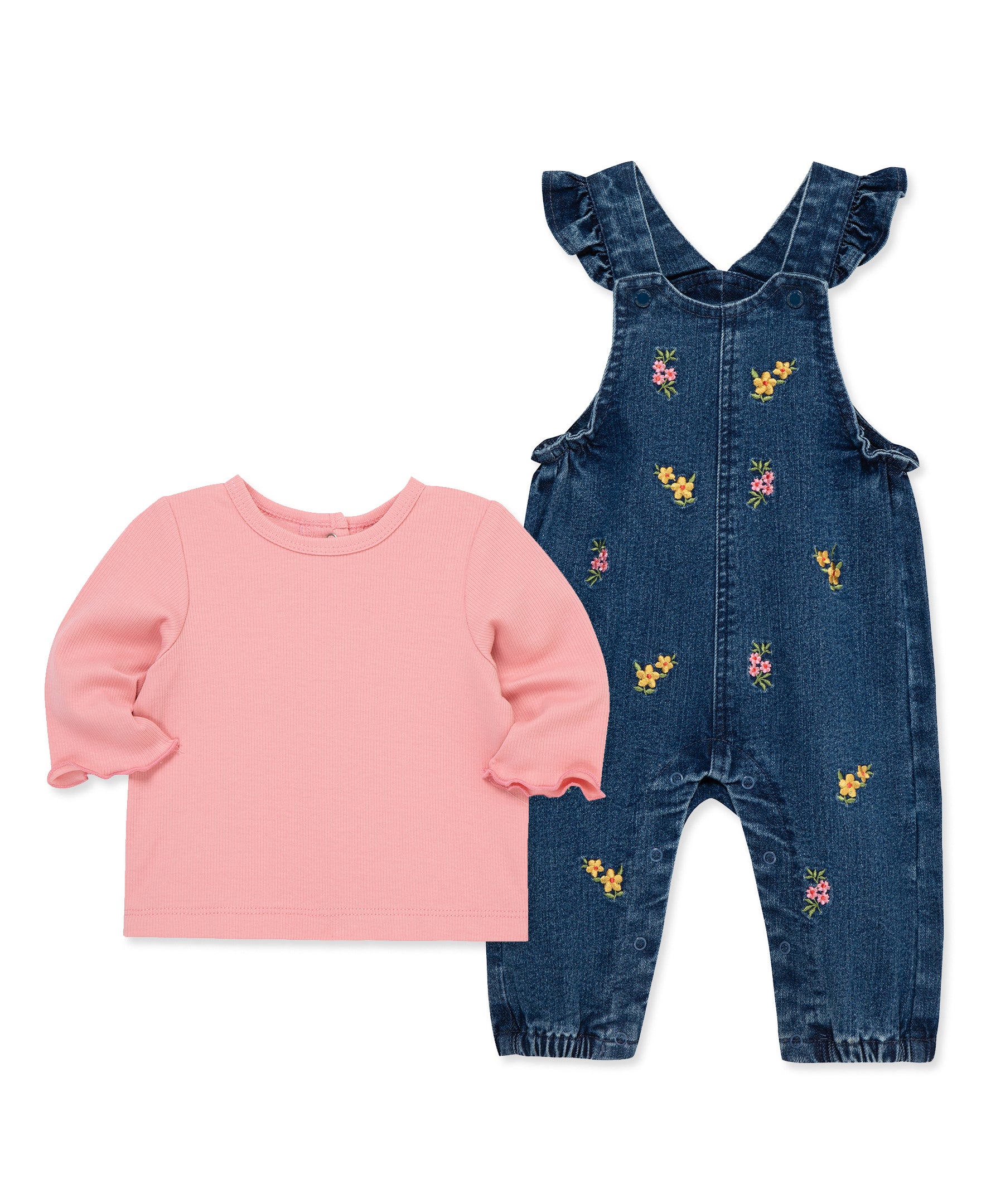 Flowers Denim Overall set (3M-12M) - Little Me