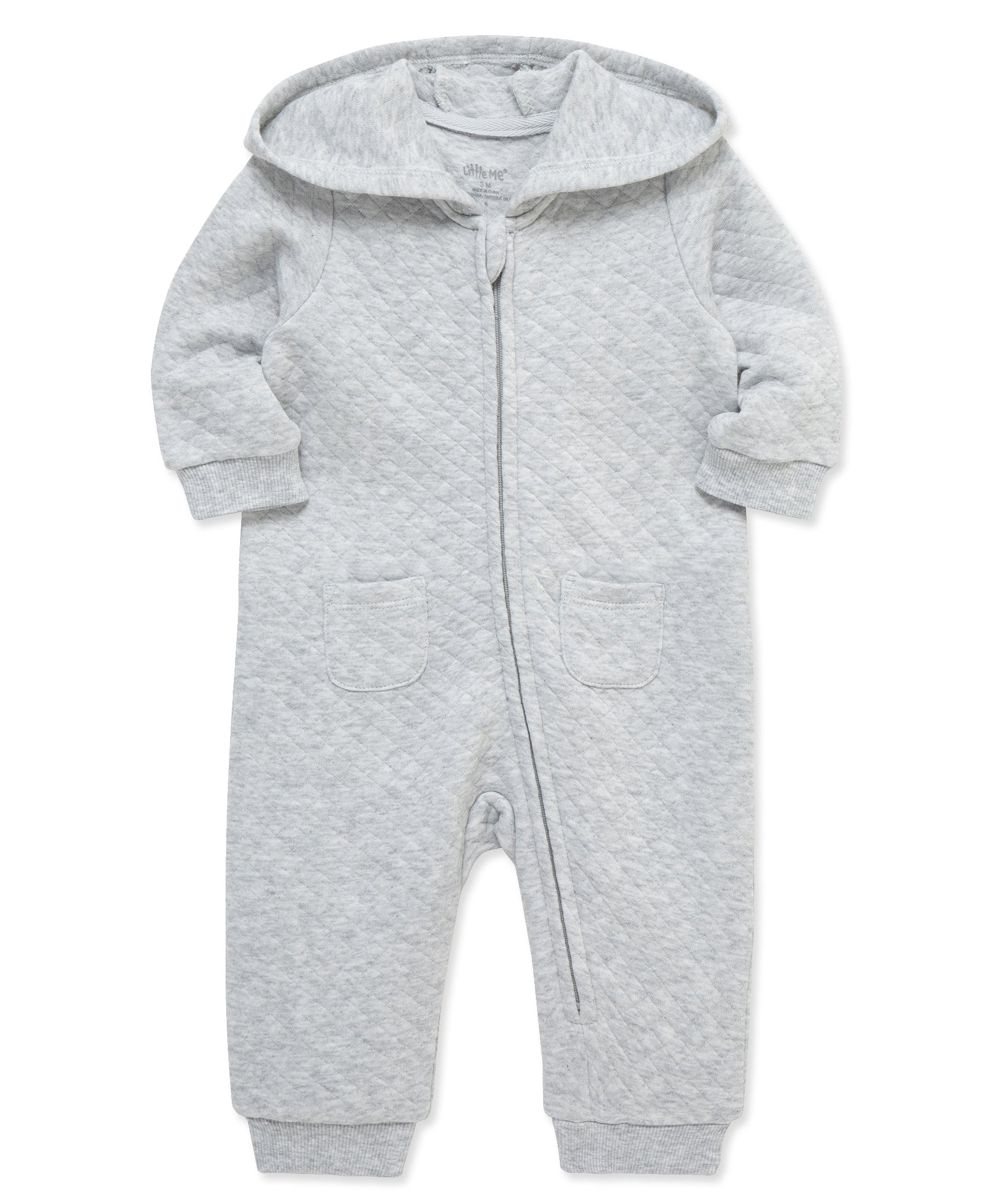 Gray Quilted Hooded Coverall - Little Me