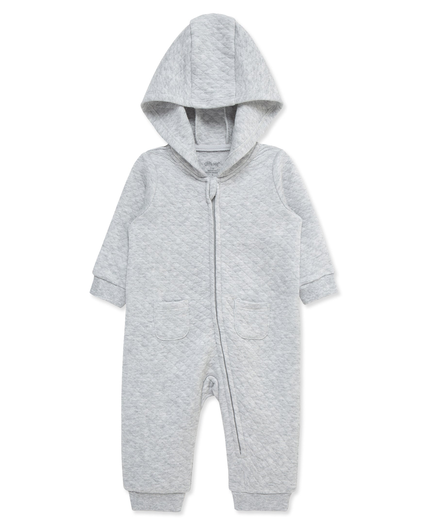 Gray Quilted Hooded Coverall - Little Me