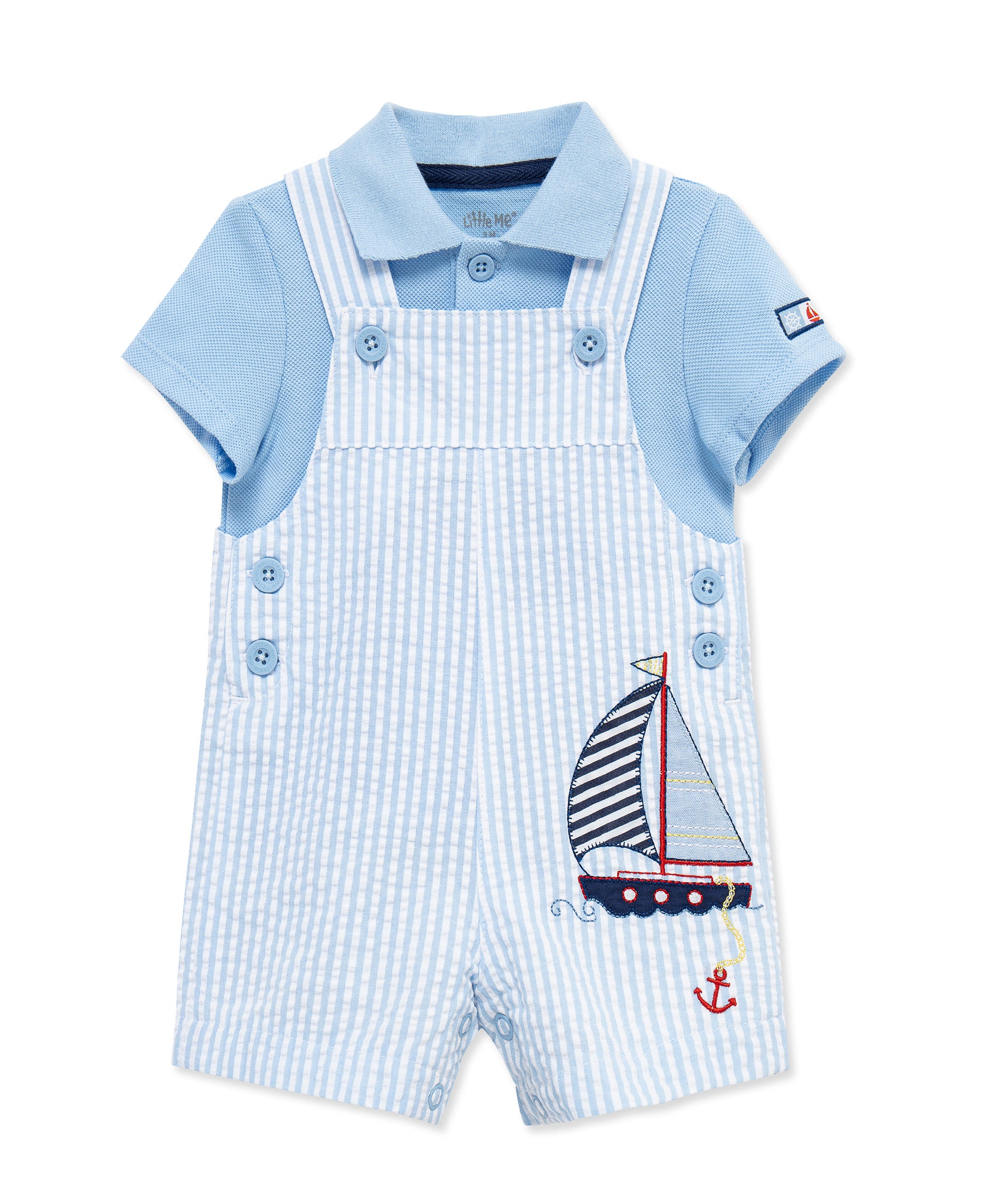 Sailboat Woven Shortall Set (12M-24M) - Little Me