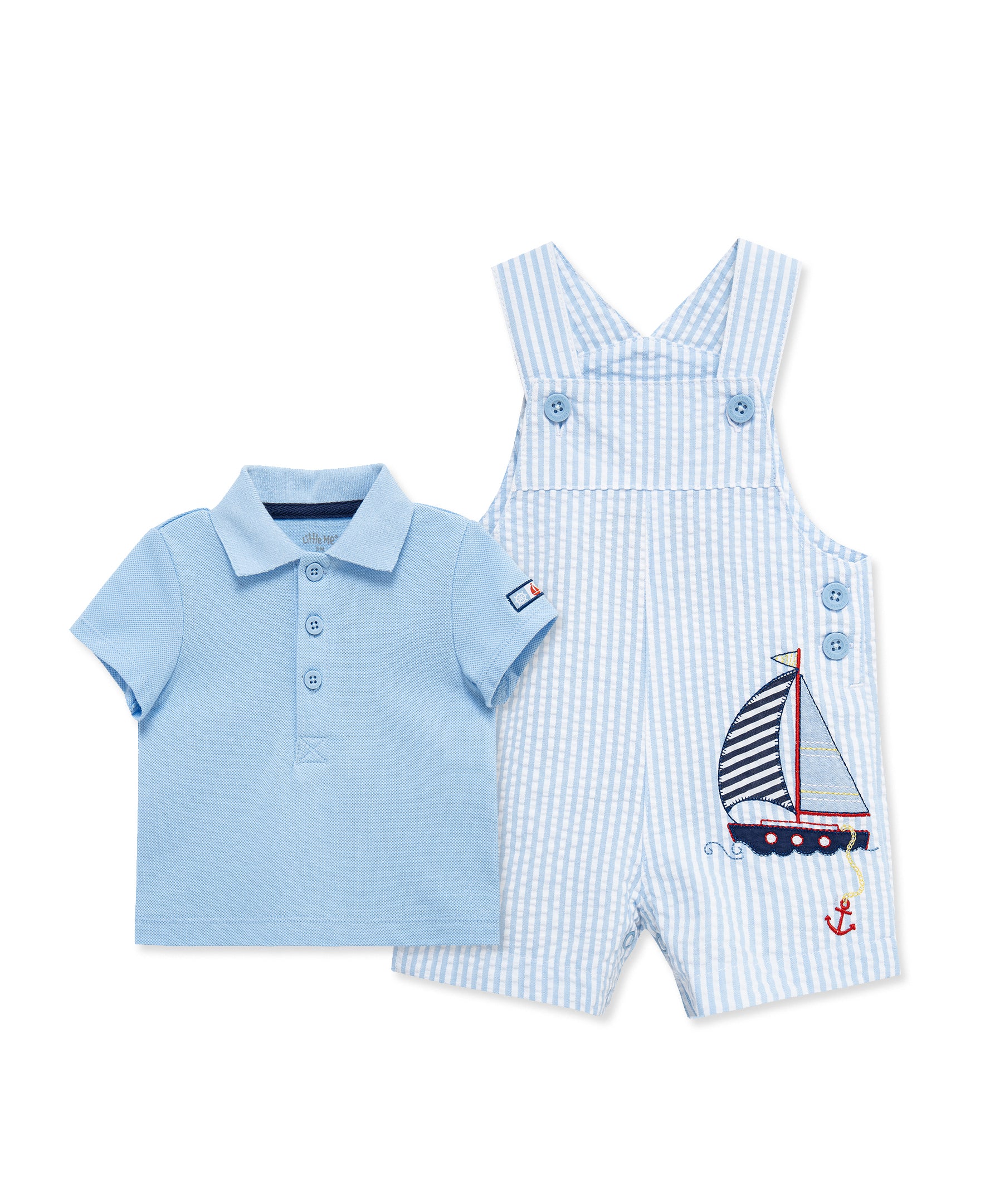 Sailboat Woven Shortall Set (3M-12M)