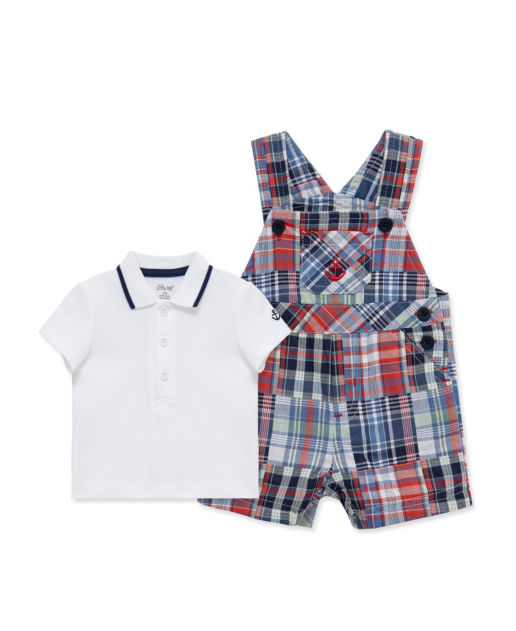 Patchwork Woven Shortall Set (12M-24M) - Little Me