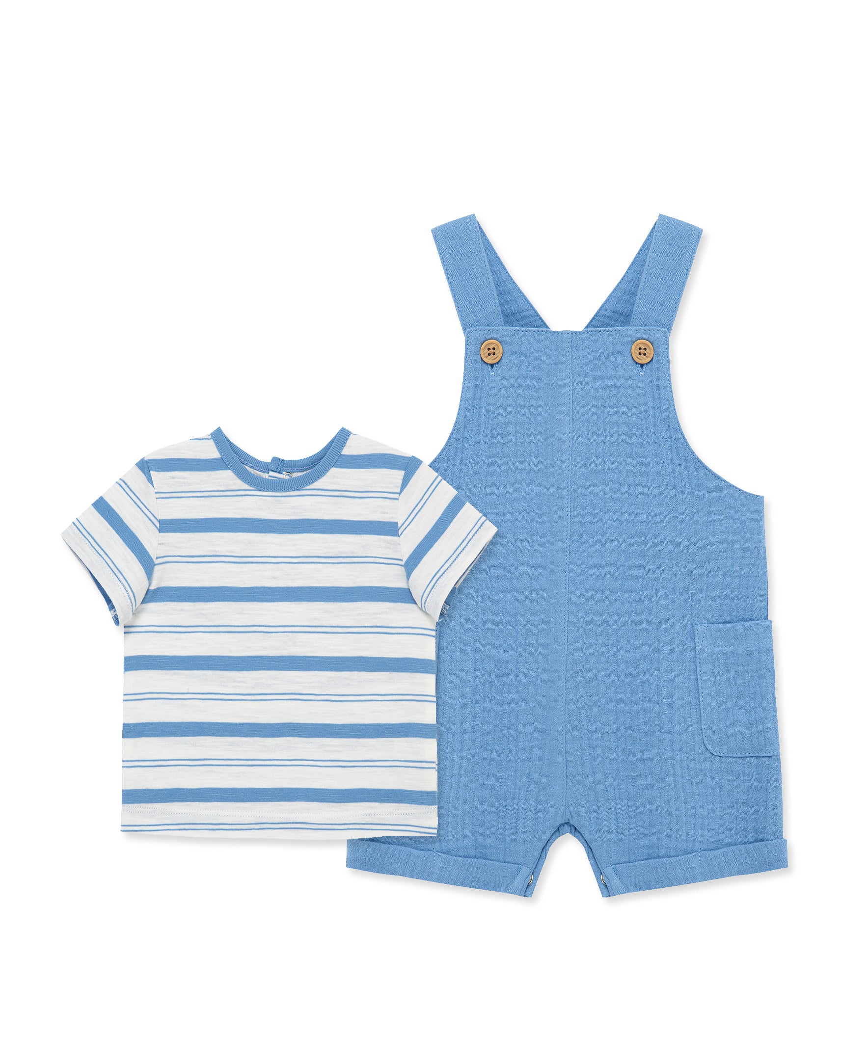 Solid Gauze Shortall Set
