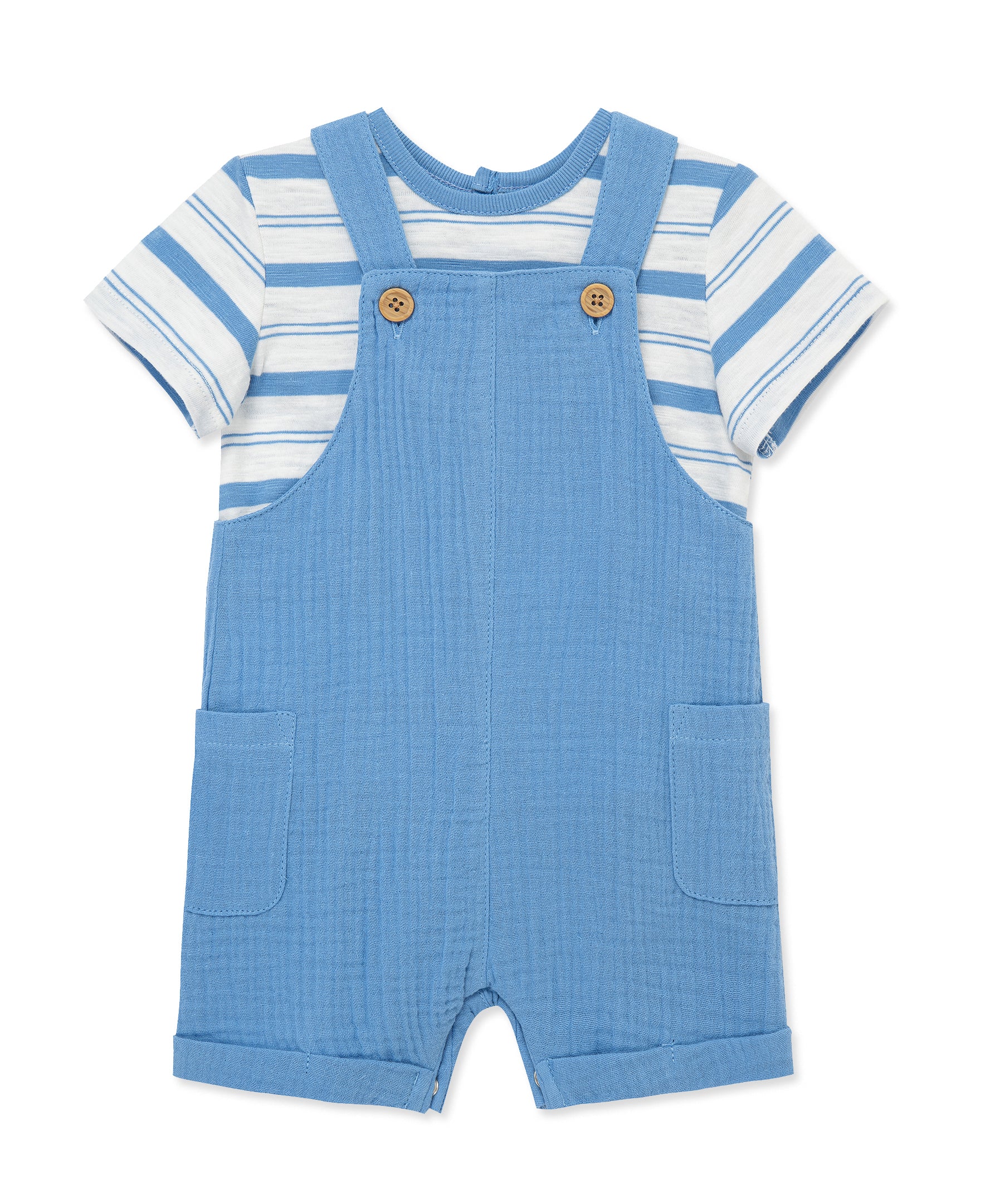 Solid Gauze Shortall Set