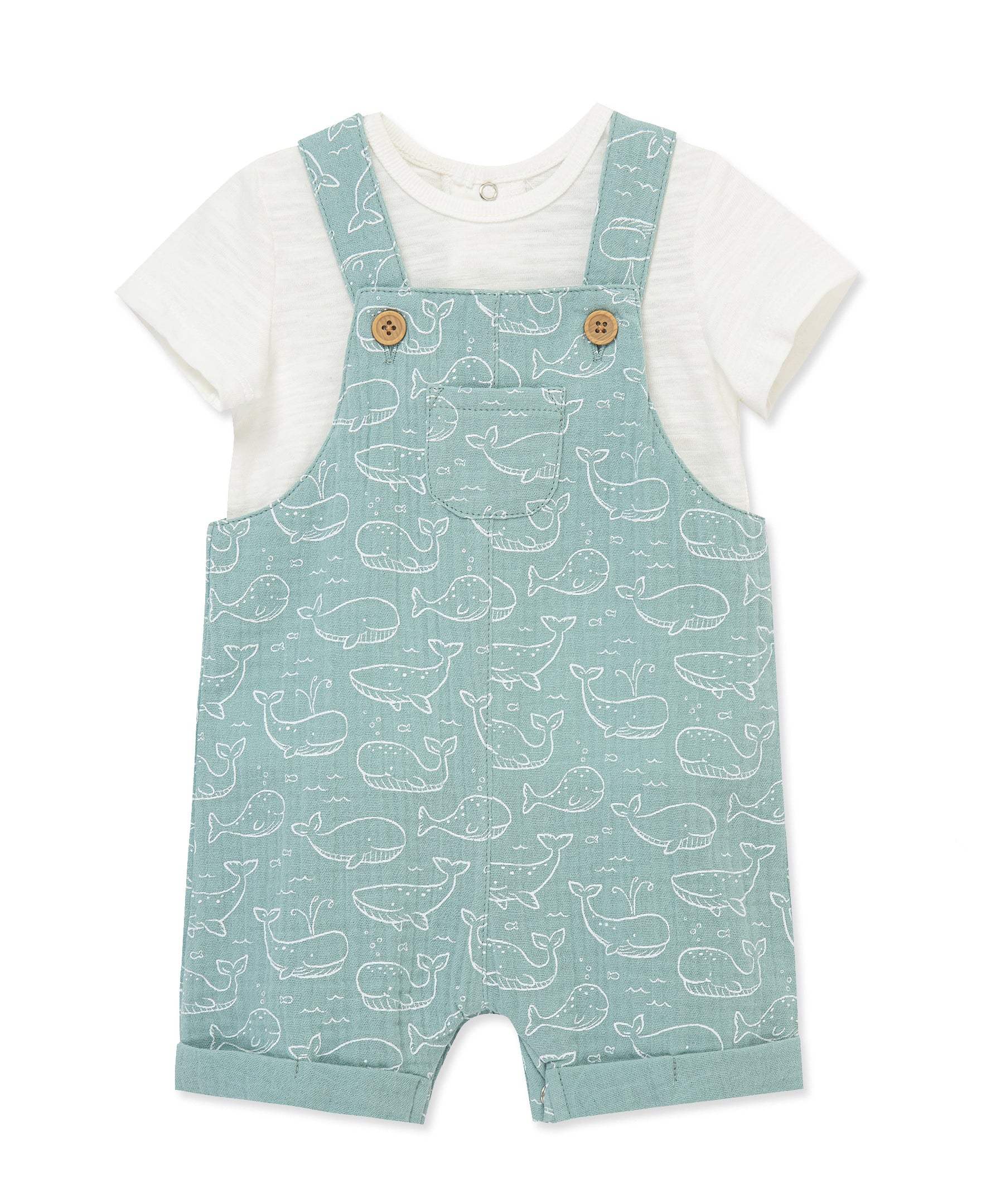Whales Gauze Shortall Set
