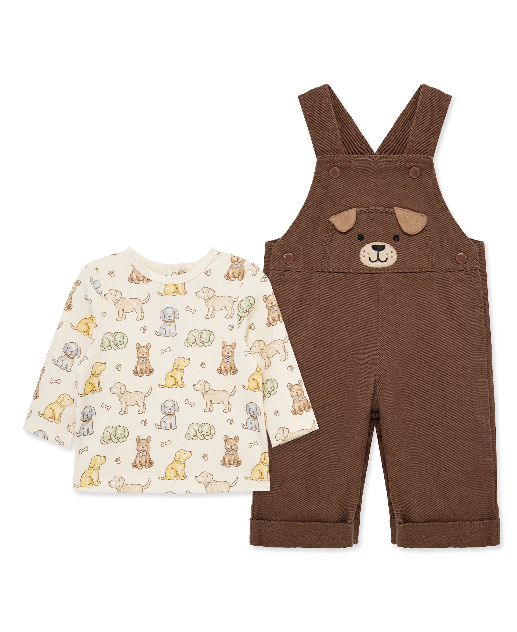 Puppy Woven Overall Set (12M-24M) - Little Me