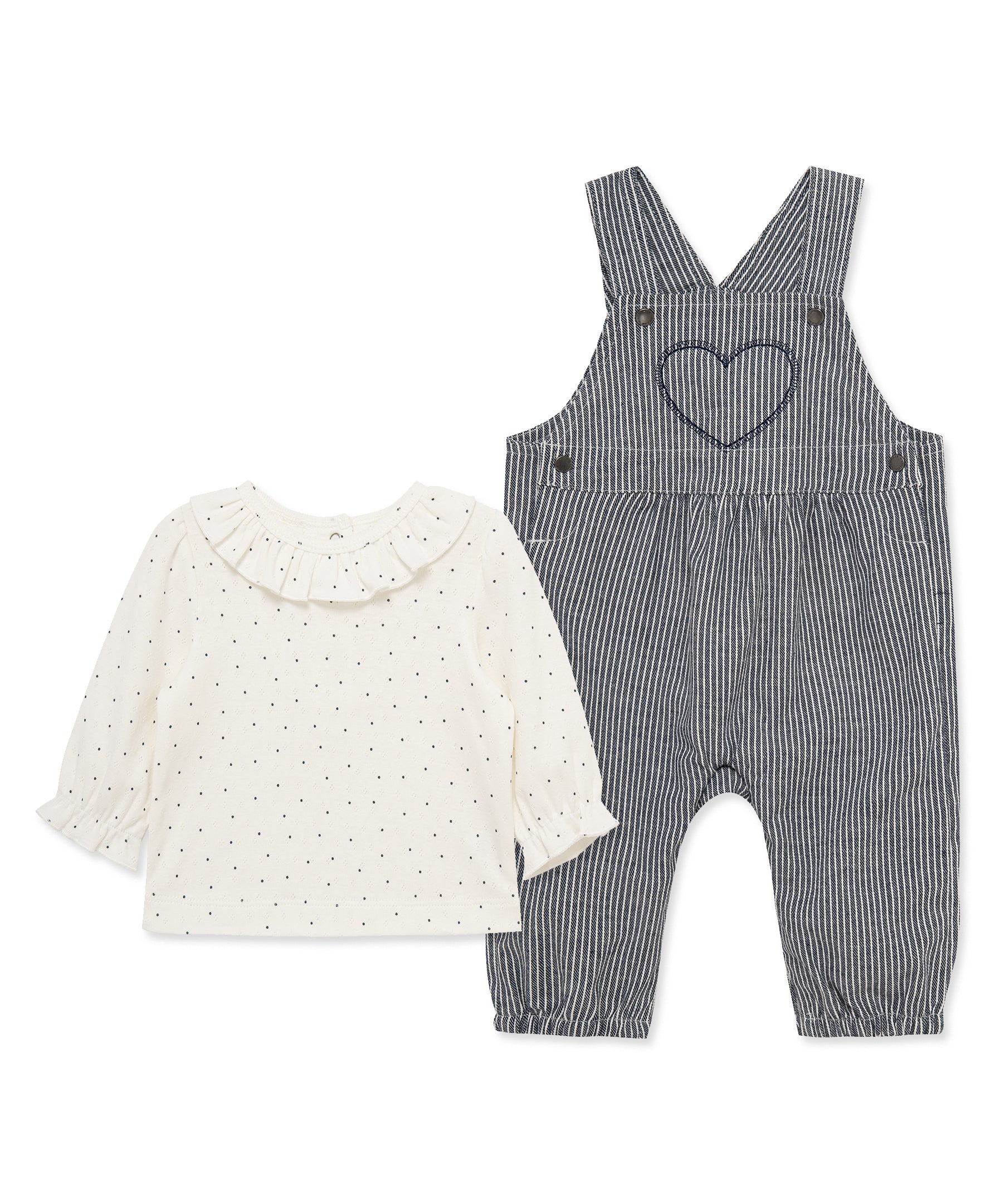 Heart Woven Overall Set (12M-24M) - Little Me