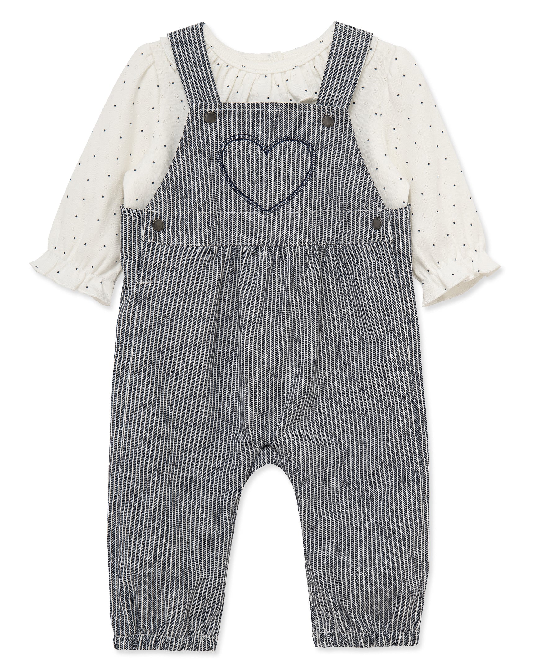 Heart Woven Overall Set (12M-24M) - Little Me